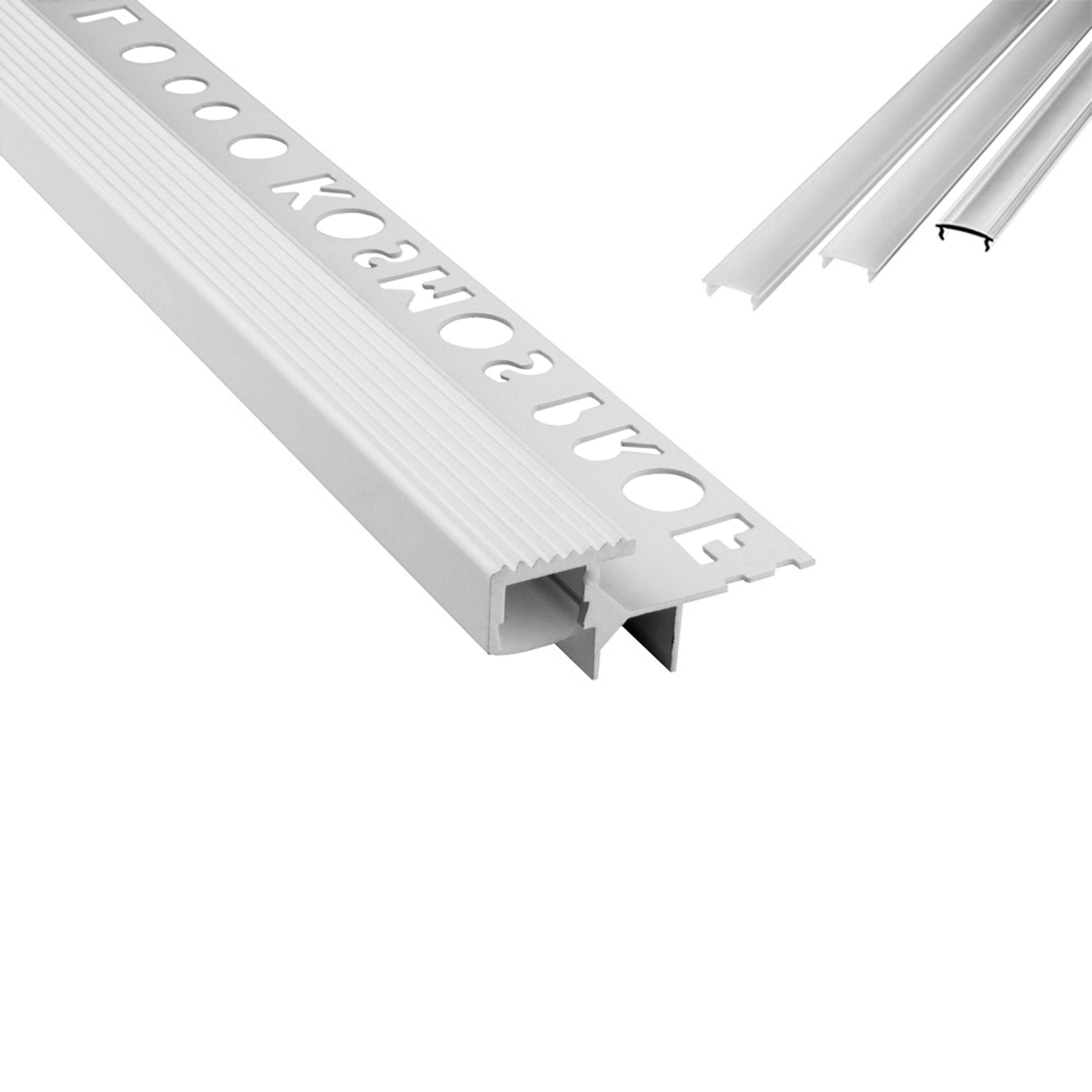 T-40 LED Alu Fliesenprofil Treppenprofil Stufen 10mm weiss 2m opal