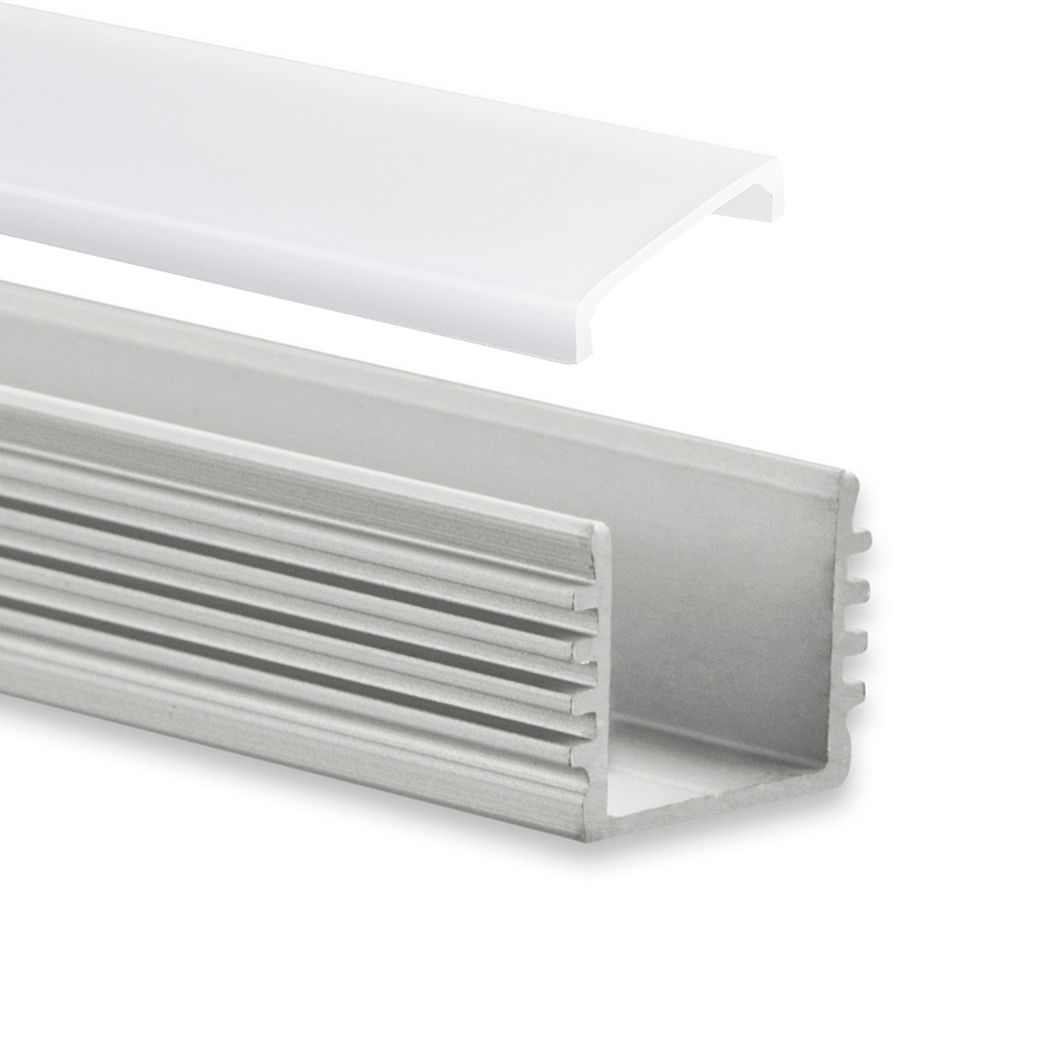 GX-PL5 LED AUFBAU-Profil 200 cm, hoch, LED Stripes max. 12mm, silber 2m Abdeckung opal