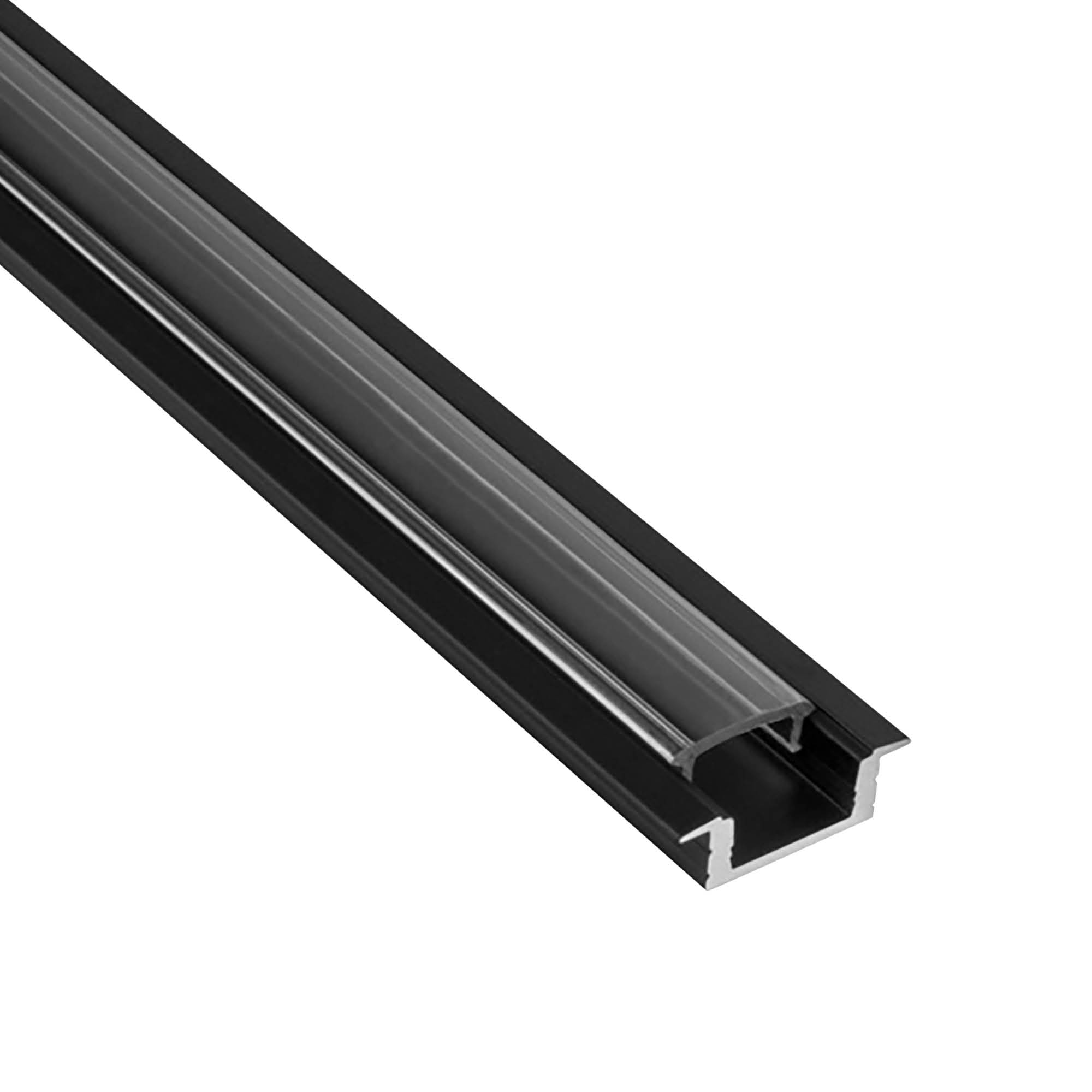 A25 LED Aluprofil Einbauprofil Schwarz 2m Abdeckung klar
