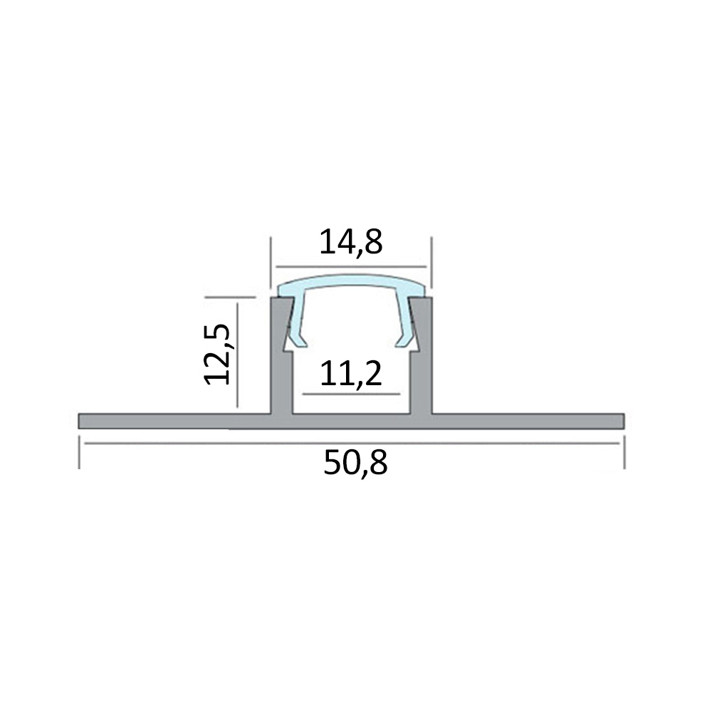 T77 LED Alu Fliesenprofil Bordüre 12mm silber T77 LED Alu Fliesenprofil Bordüre 12mm silber 2m opal