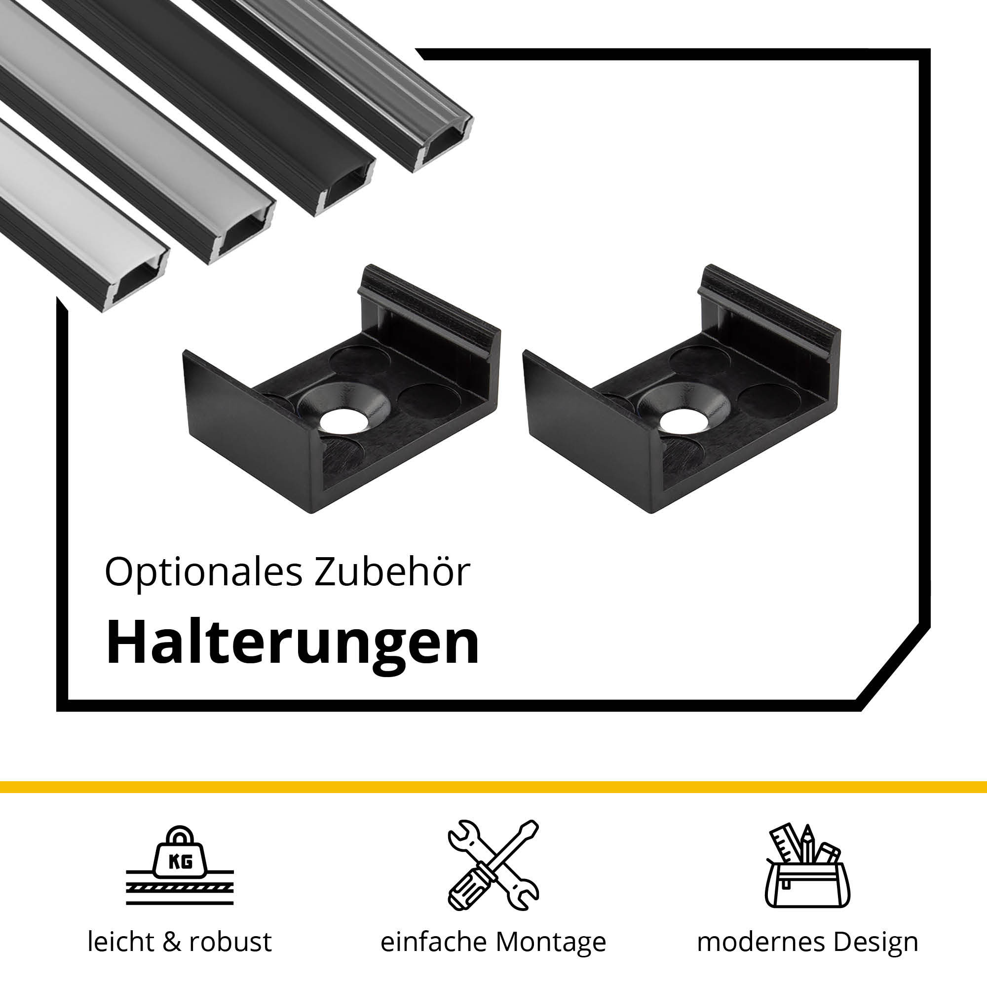 A17 LED Aluprofil Schwarz 2m Abdeckung milky