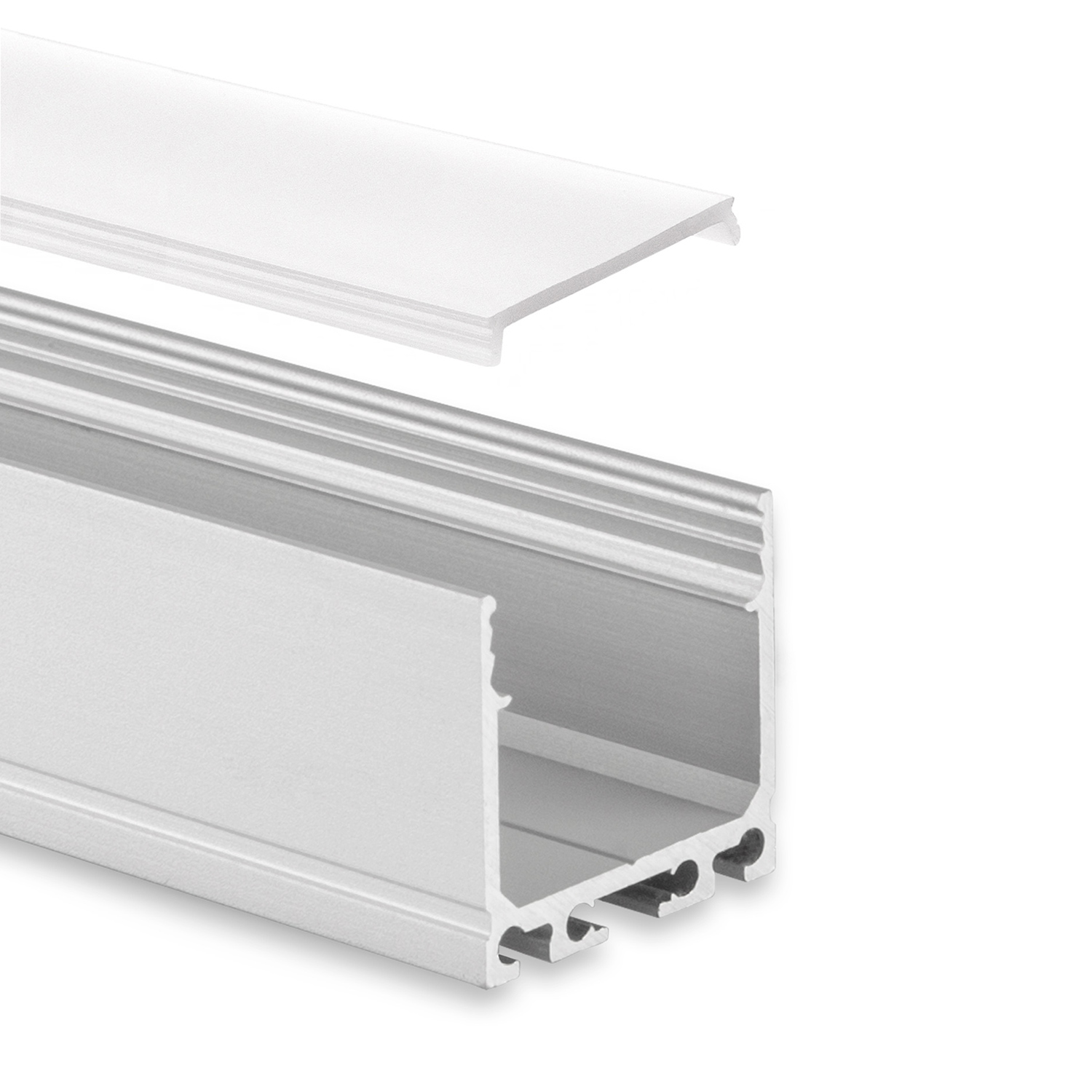 GX-PN8 LED AUFBAU-Profil 200 cm, LED Stripes max. 16 mm, silber 2m Abdeckung opal