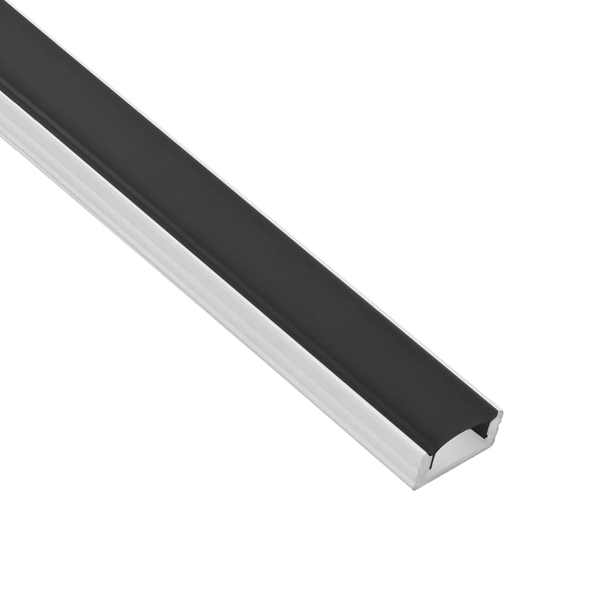 A17 LED Aluprofil Weiss 2m Abdeckung schwarz