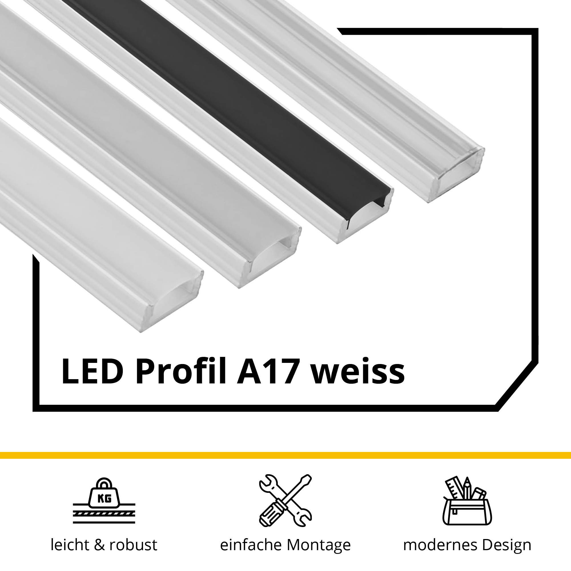 A17 LED Aluprofil Weiss 2x Halter kunststoff
