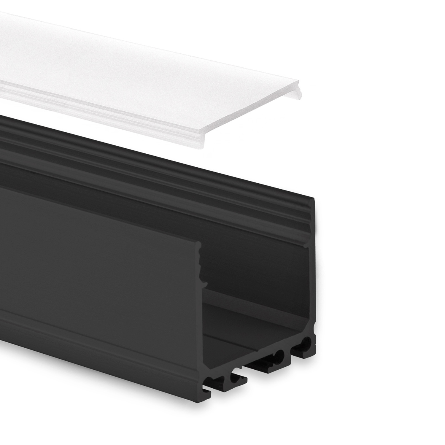 GX-PN8 LED AUFBAU-Profil 200 cm, LED Stripes max. 16 mm, schwarz RAL 9005 2m Abdeckung opal GX-PN8 LED AUFBAU-Profil 200 cm, LED Stripes max. 16 mm, schwarz RAL 9005 2m Abdeckung opal