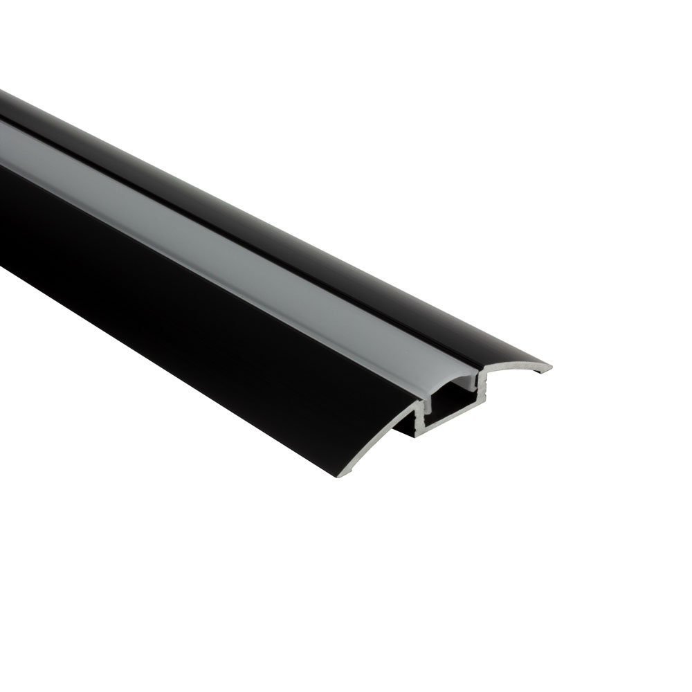 B-Ware - F01 LED Aluprofil Schwarz Übergangsprofil 2m opal