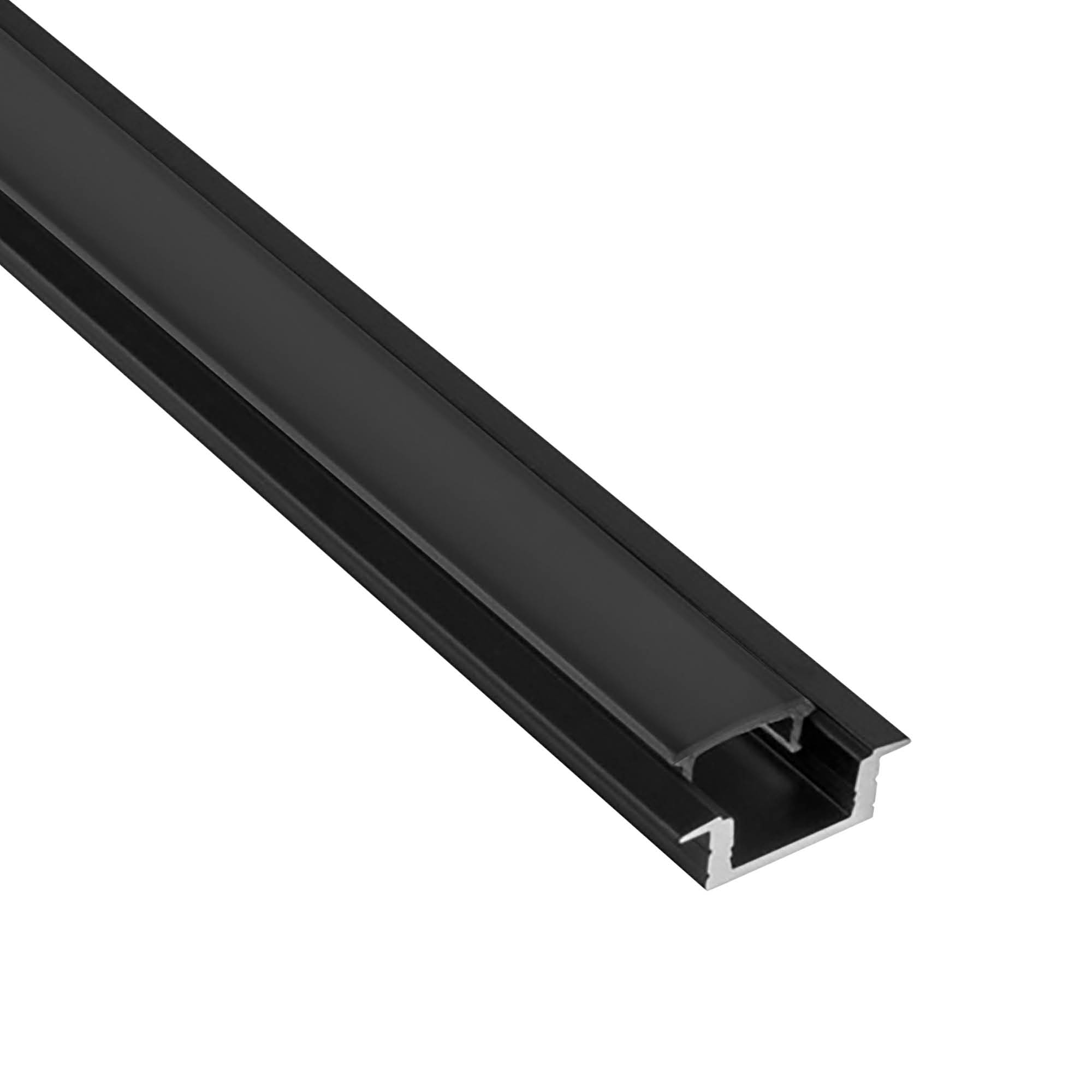A25 LED Aluprofil Einbauprofil Schwarz 2m Abdeckung schwarz