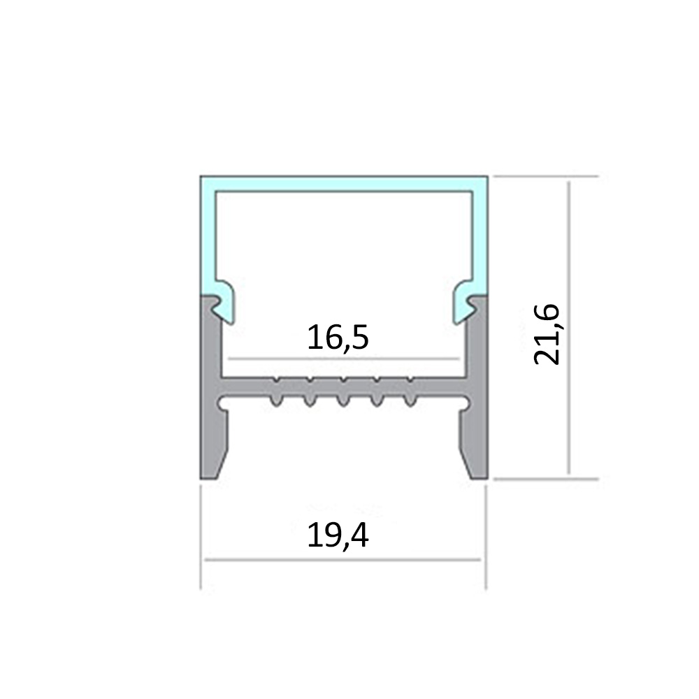 D02 LED Aluprofil Silber Rechteck D02 LED Aluprofil Silber Rechteck 2x Halter kunststoff