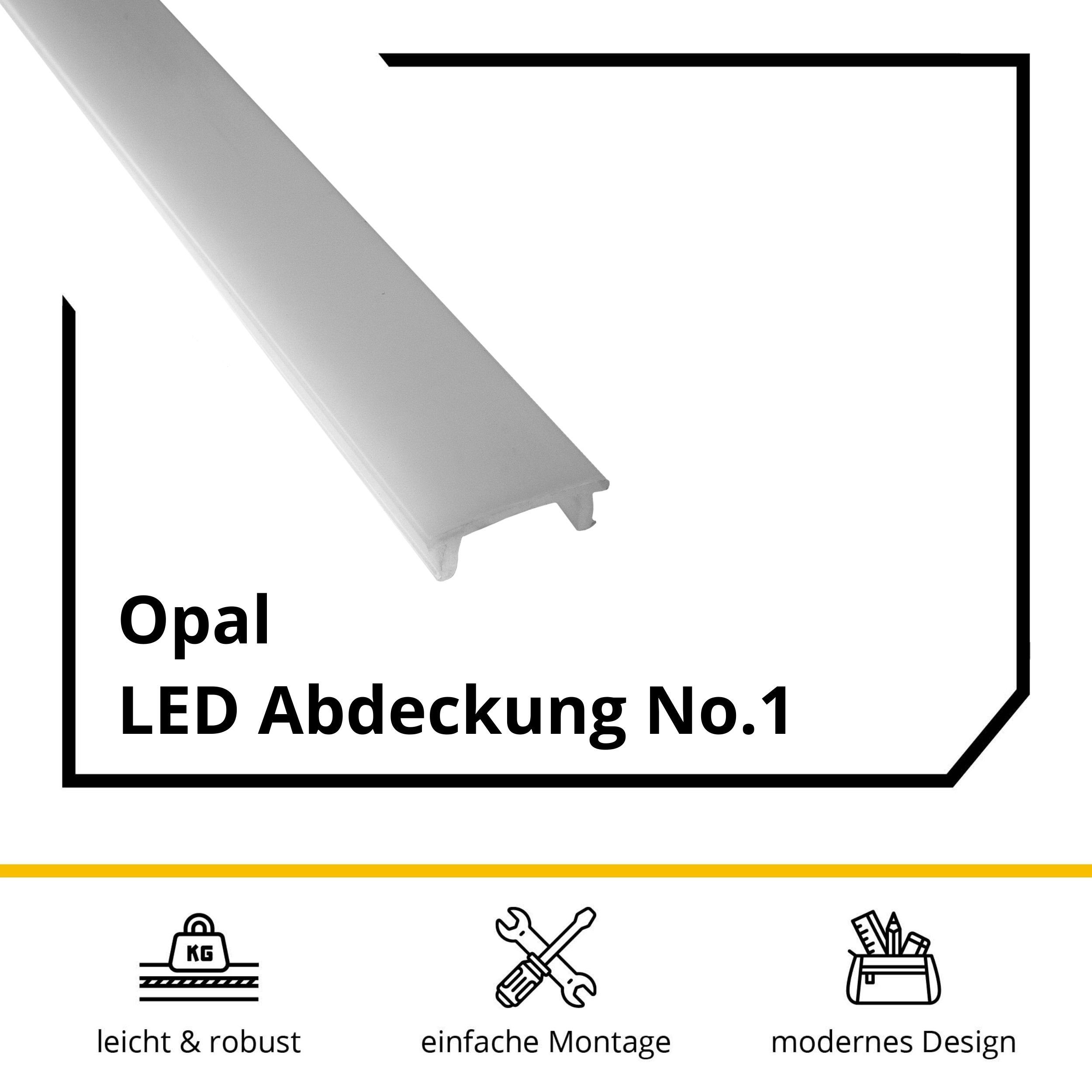 LED Abdechung No.1 - A17-, A25-, C01-, C02- und F01-Serie - LED-Aluprofil LED Abdeckung No.1 - A17-, A25-, C01-, C02- und F01-Serie - LED-Aluprofil - Opal