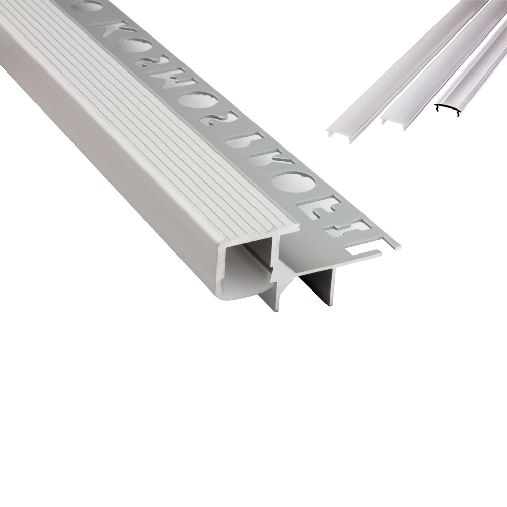 T-40 LED Alu Fliesenprofil Treppenprofil Stufen 12mm silber 1m klar T-40 LED Alu Fliesenprofil Treppenprofil Stufen 12mm silber 2m opal