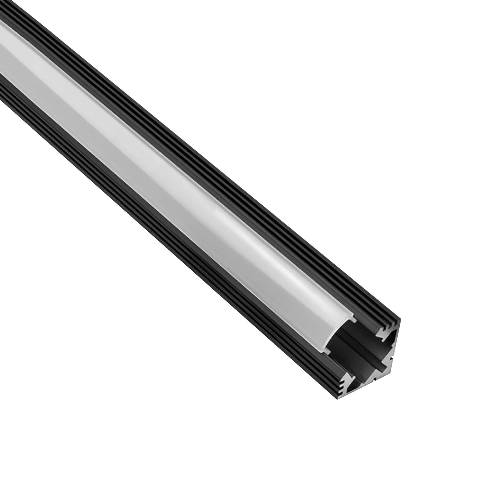 A19 LED Aluprofil Schwarz Eckprofil 90° 2m opal