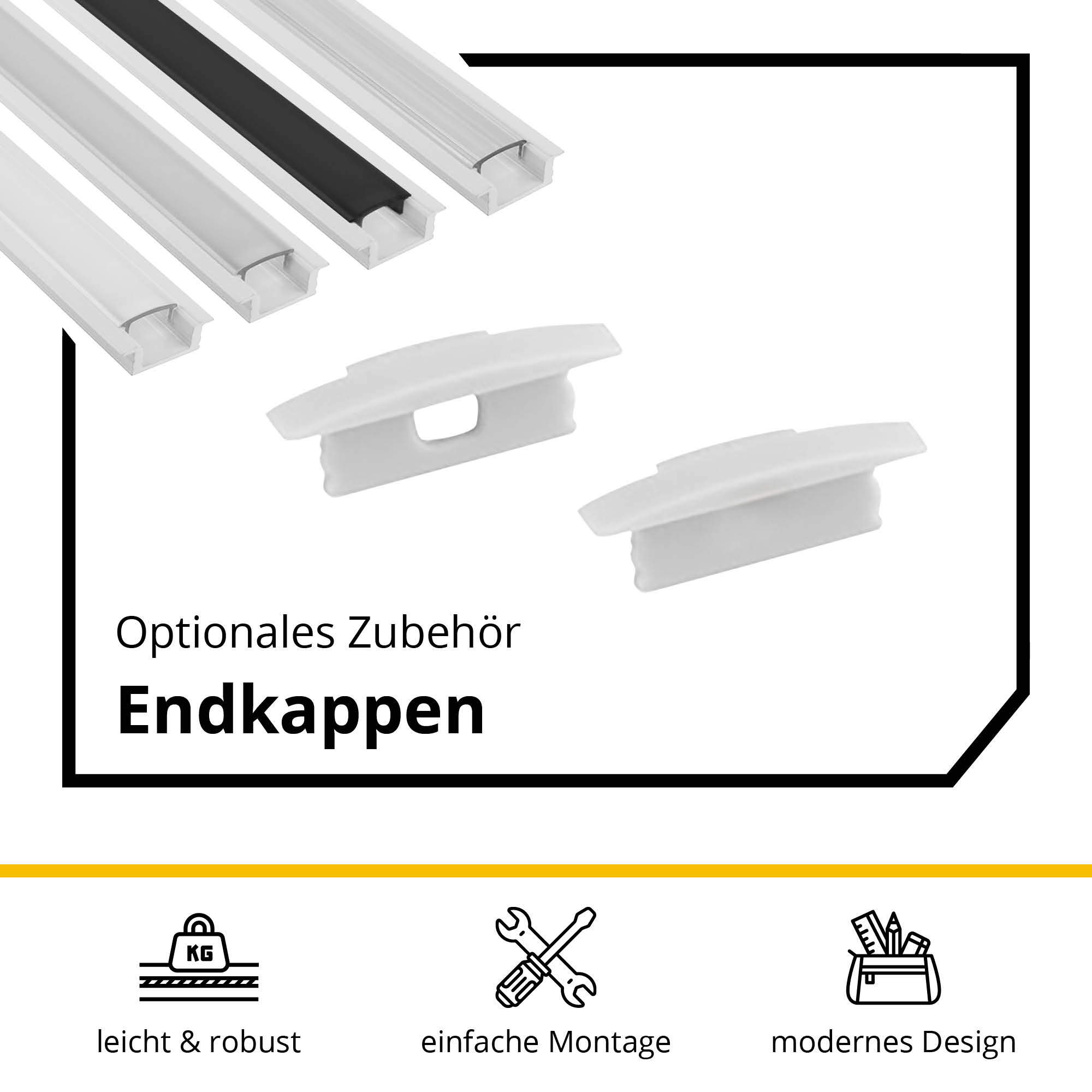 A25 LED Aluprofil Weiss 1m milky Einbauprofil