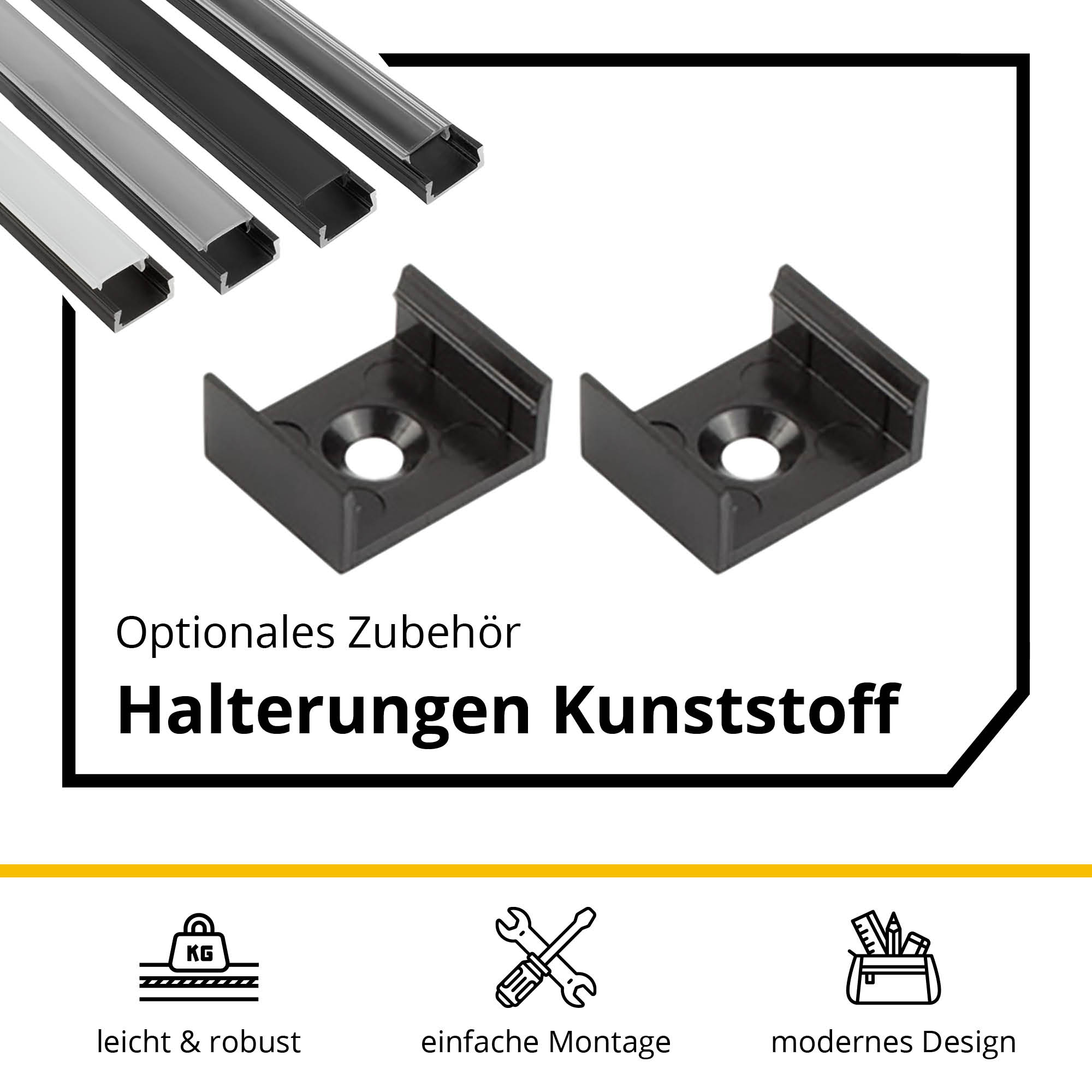 A15 LED Profil Schwarz 2m Abdeckung milky