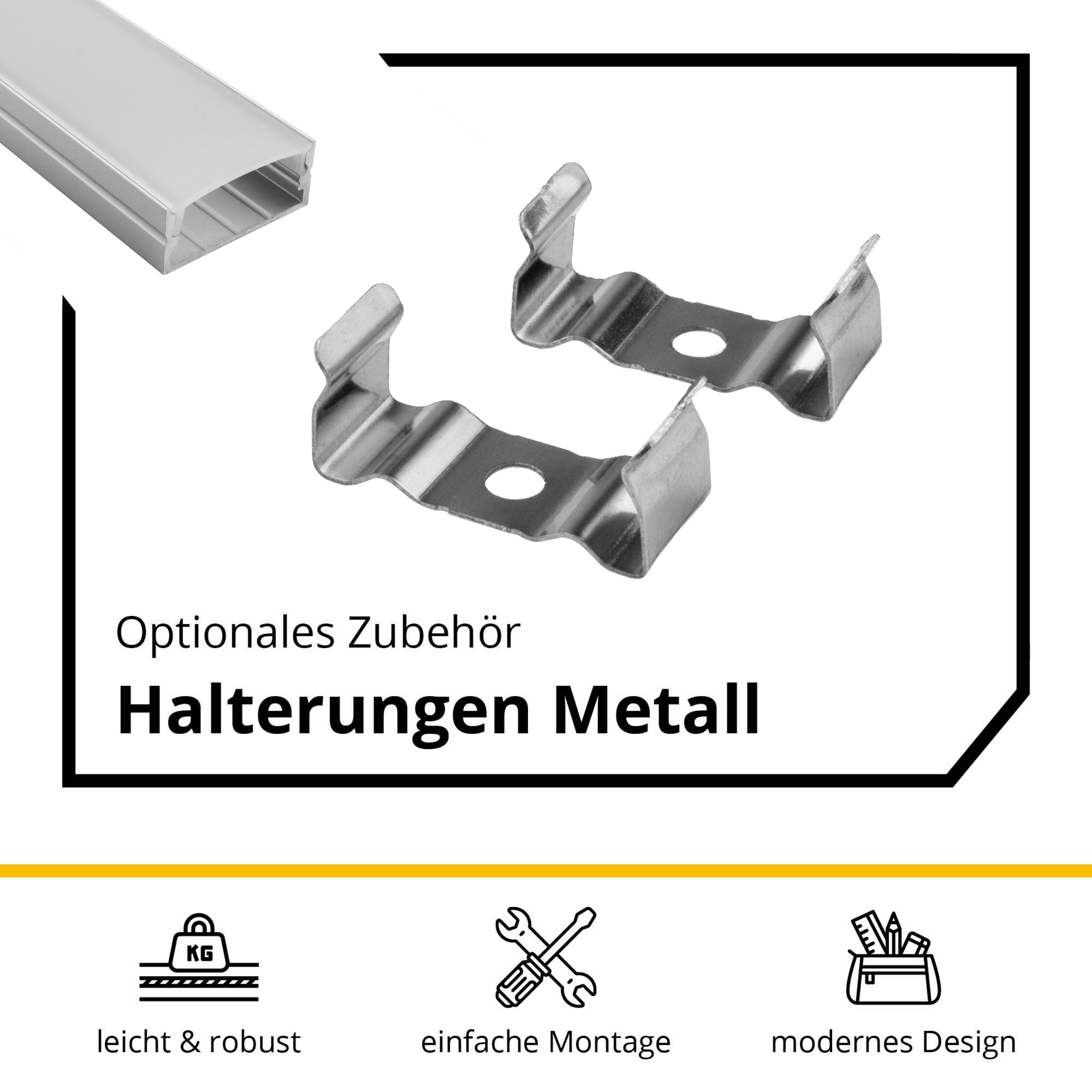 A23 LED Aluprofil Silber A23 LED Aluprofil Silber - 2x Halter
