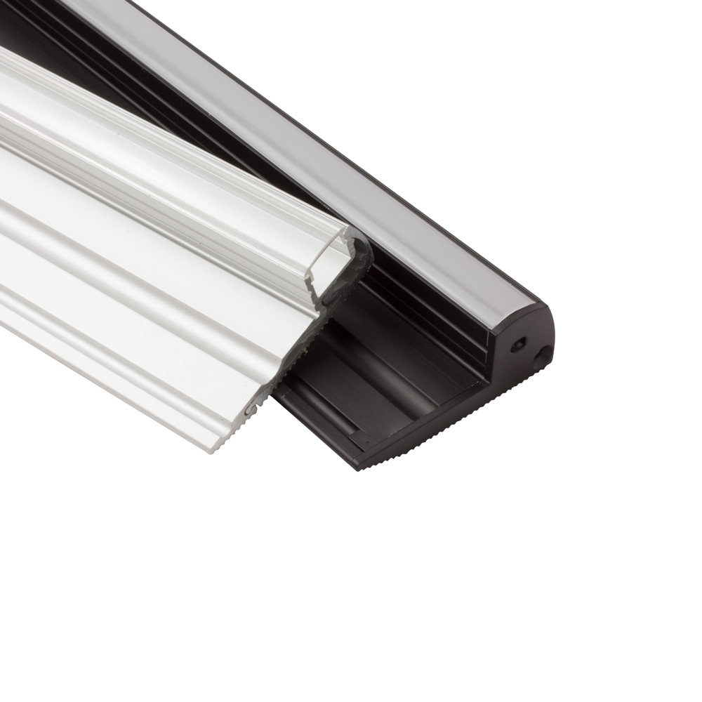 S01 LED Aluprofil Schwarz Treppenprofil B-Ware S01 LED Aluprofil Treppenprofil 1m silber opal