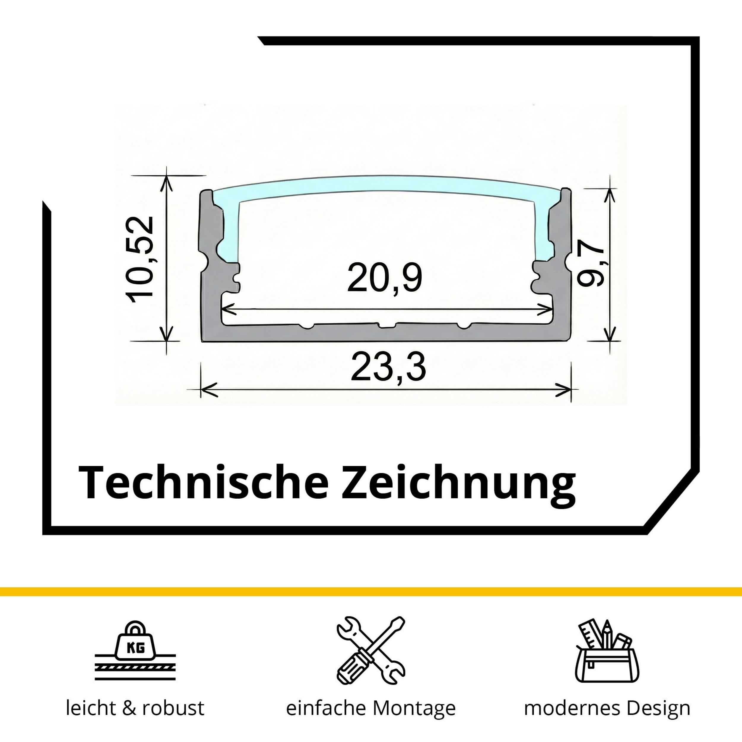 A23 LED Aluprofil Schwarz A23 LED Aluprofil Schwarz - 2x Halter