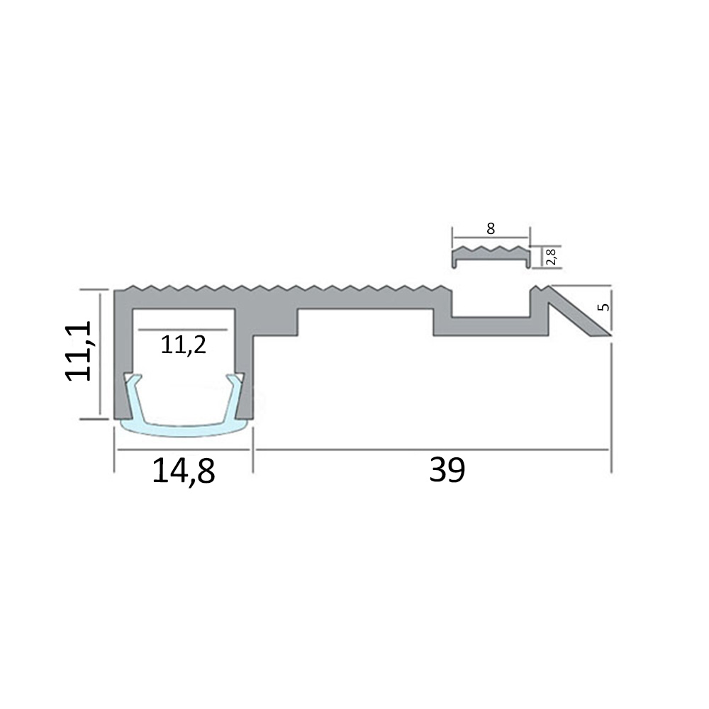 B-WARE - T-STA LED Alu Treppenprofil Treppenwinkel Profil Stufen schwarz 1m klar B-WARE - T-STA LED Alu Treppenprofil Treppenwinkel weiss Endkappe rechts 1 Stück
