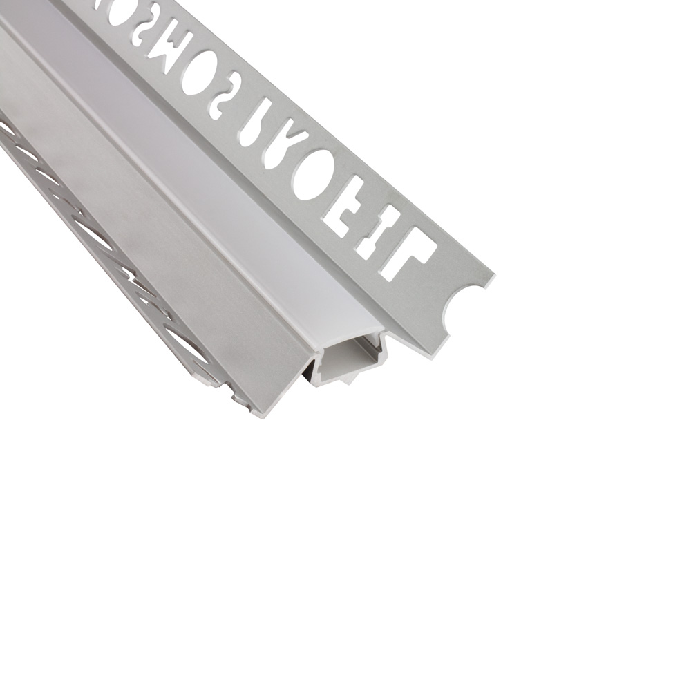 IN-T77 LED Alu Fliesenprofil Ecke innen 12mm silber 1m milky