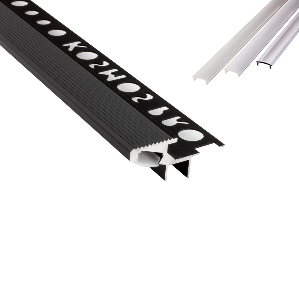 T-40 20° LED Alu Fliesenprofil Treppenprofil Stufen 10mm schwarz 1m klar T-40 20° LED Alu Fliesenprofil Treppenprofil Stufen 10mm schwarz
