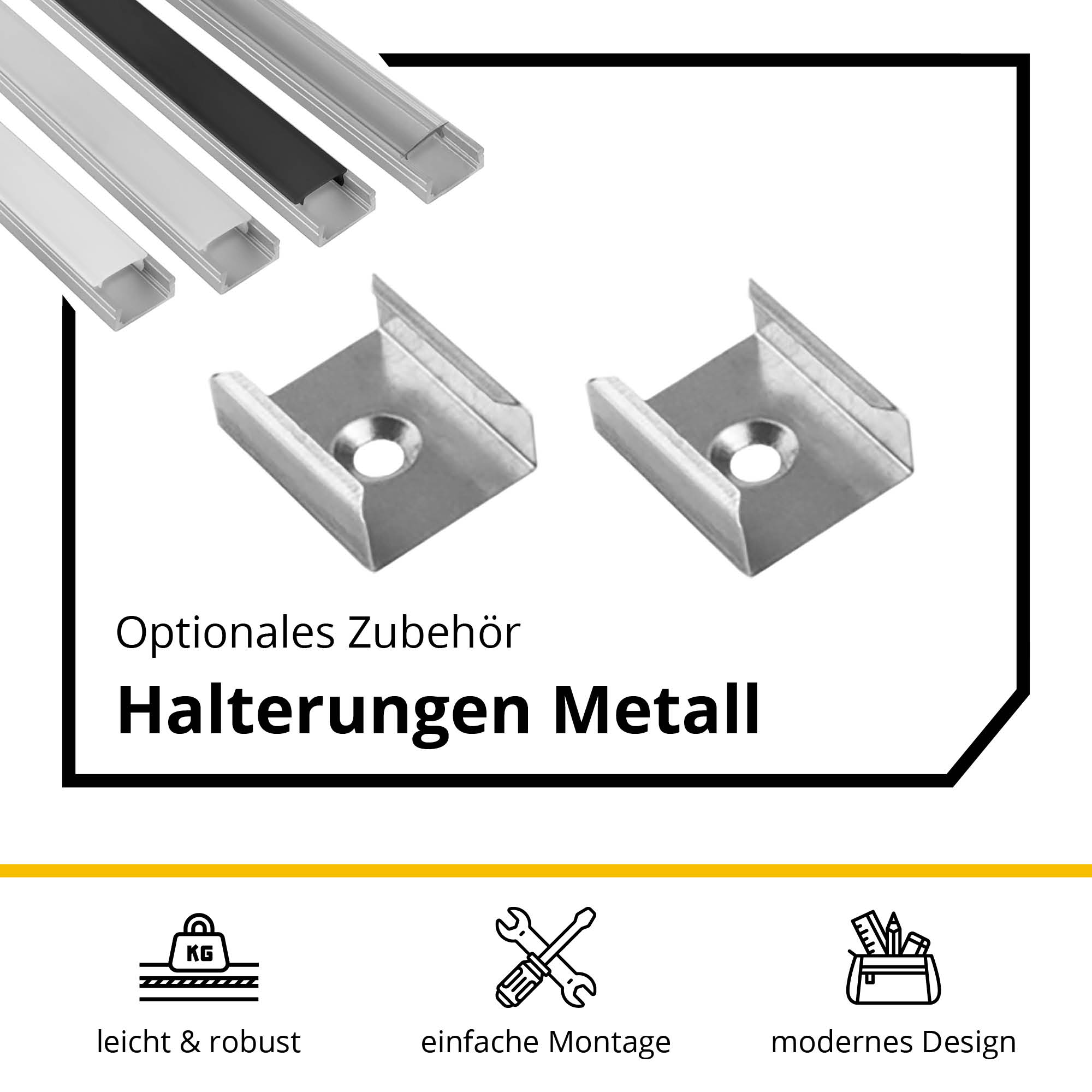 A15 LED Profil Silber A15 LED Profil Silber 2x Halter kunststoff