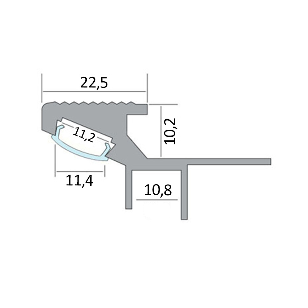 T-40 20° LED Alu Fliesenprofil Treppenprofil Stufen 10mm schwarz T-40 20° LED Alu Fliesenprofil Treppenprofil Stufen 10mm weiss 2m klar