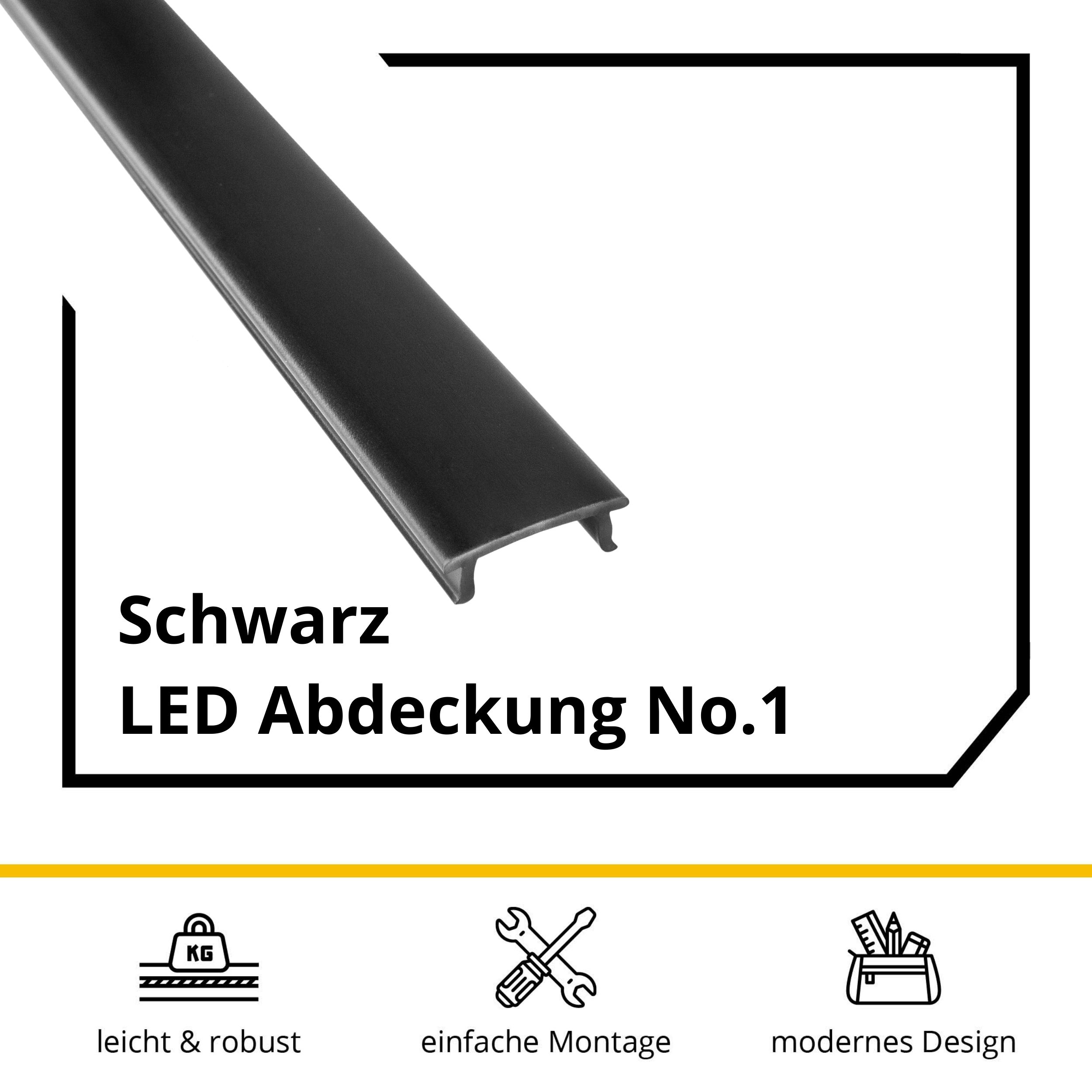 LED Abdechung No.1 - A17-, A25-, C01-, C02- und F01-Serie - LED-Aluprofil LED Abdeckung No.1 - A17-, A25-, C01-, C02- und F01-Serie - LED-Aluprofil - Schwarz