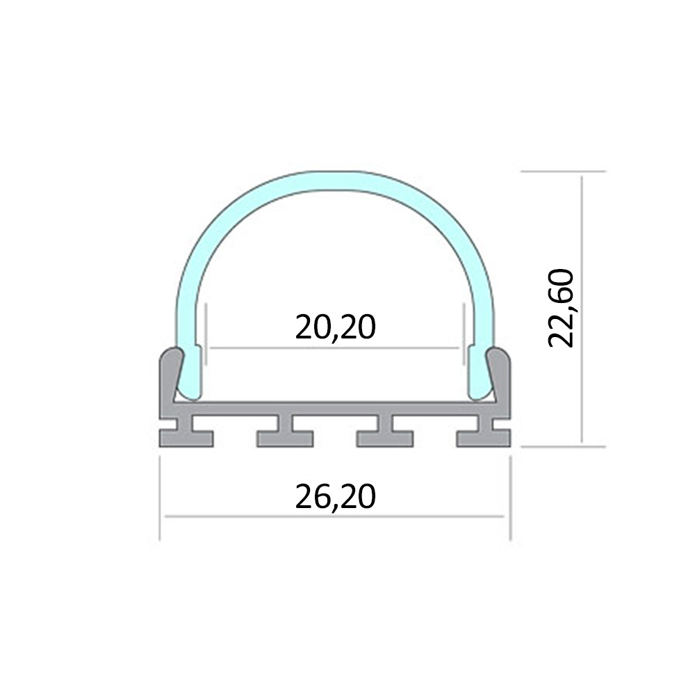 A26 LED Aluprofil Silber 2x Endkappen