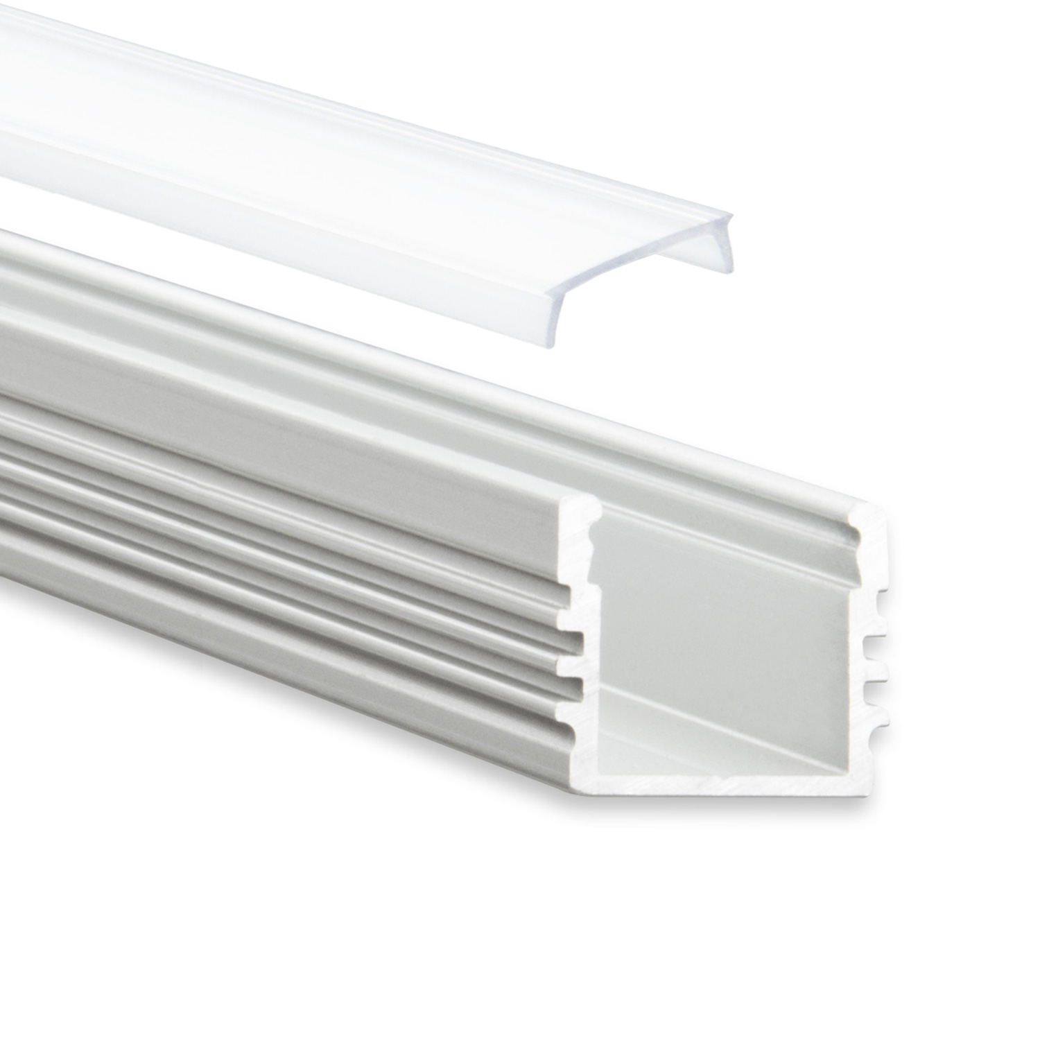 GX-PL2 LED Aufbau-Profil 200 cm, hoch, LED Stripes max. 12mm, silber 2m Abdeckung opal