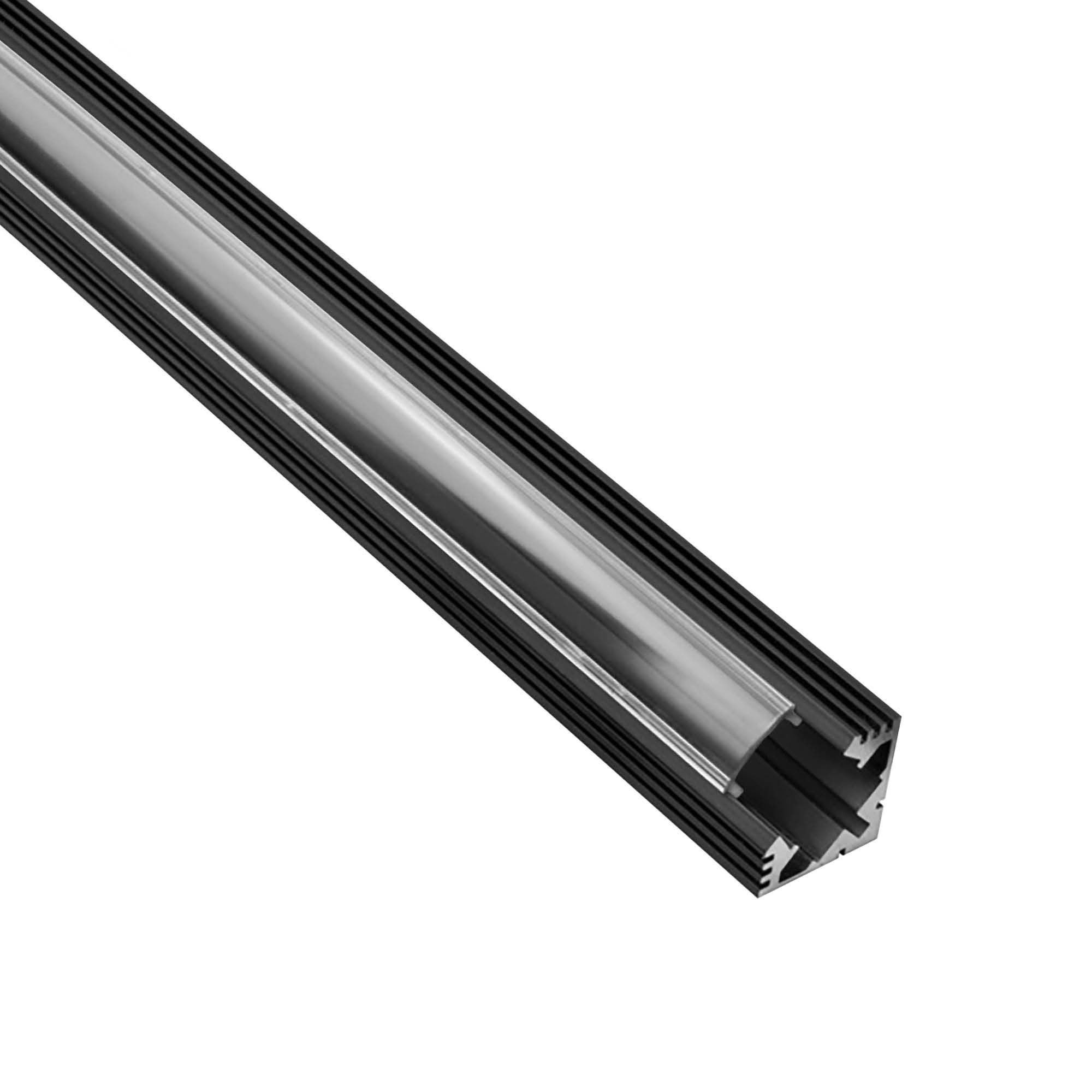 A19 LED Aluprofil Schwarz Eckprofil 90° 2m klar