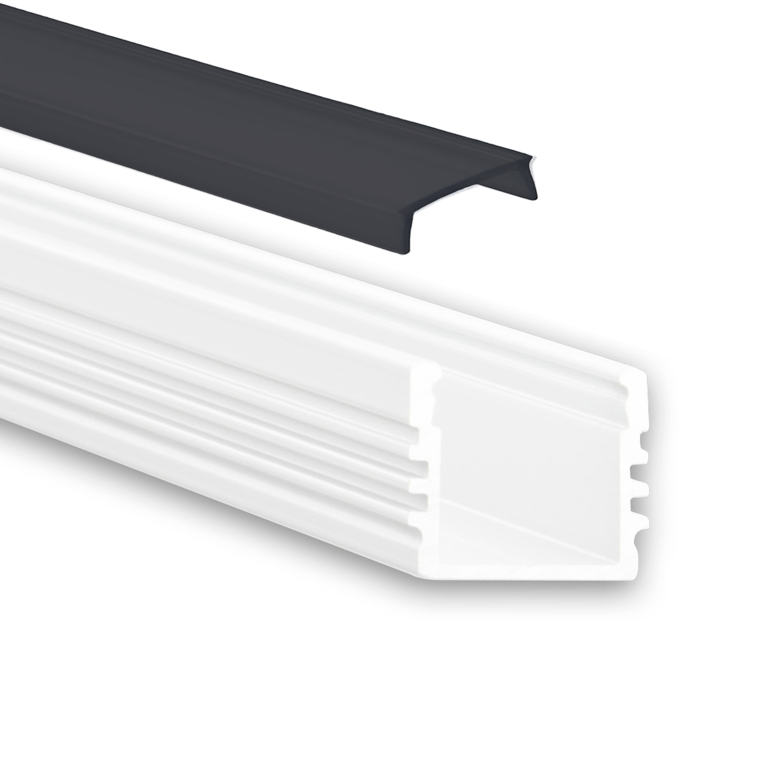 GX-PL2 LED Aufbau-Profil 200 cm, hoch, LED Stripes max. 12mm, weiß RAL 9010 2m Abdeckung schwarz GX-PL2 LED Aufbau-Profil 200 cm, hoch, LED Stripes max. 12mm, weiß RAL 9010 2m Abdeckung schwarz