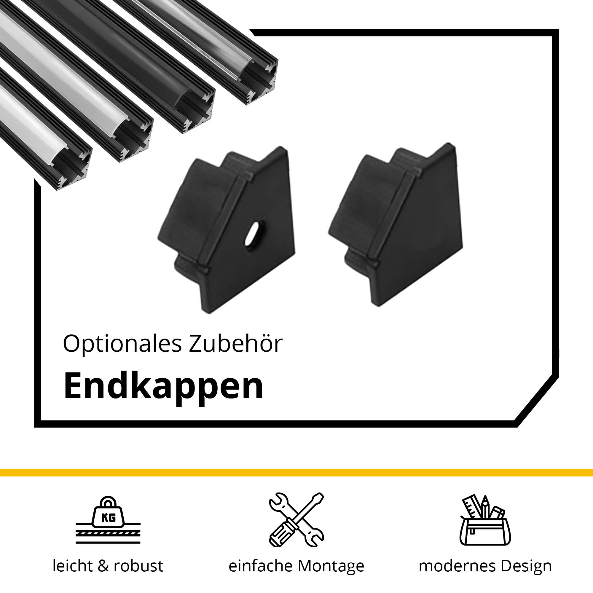 A19 LED Aluprofil Schwarz Eckprofil 90° 2x Halter metall