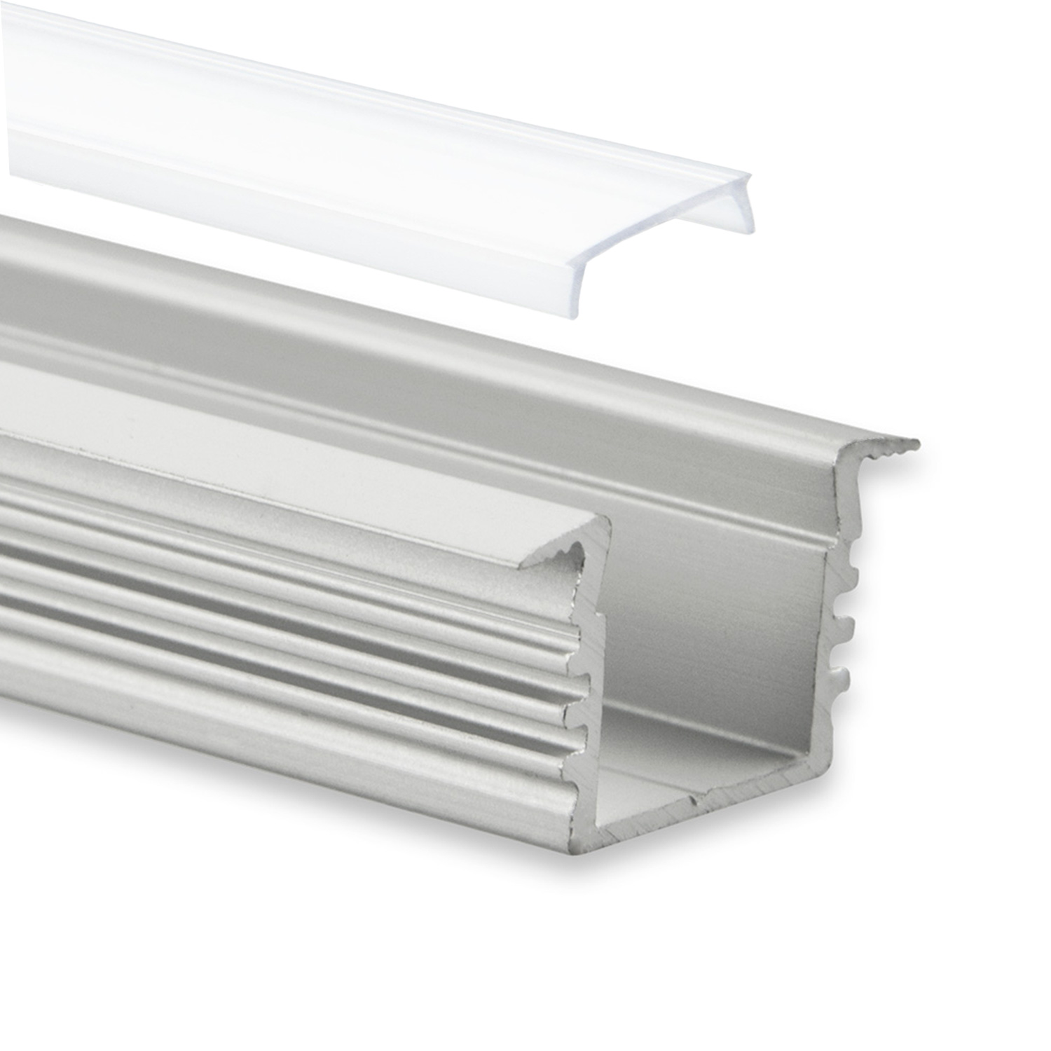 GX-PL3 LED EINBAU-Profil 200 cm, hoch/Flügel, LED Stripes max. 12mm, silber 2m Abdeckung opal
