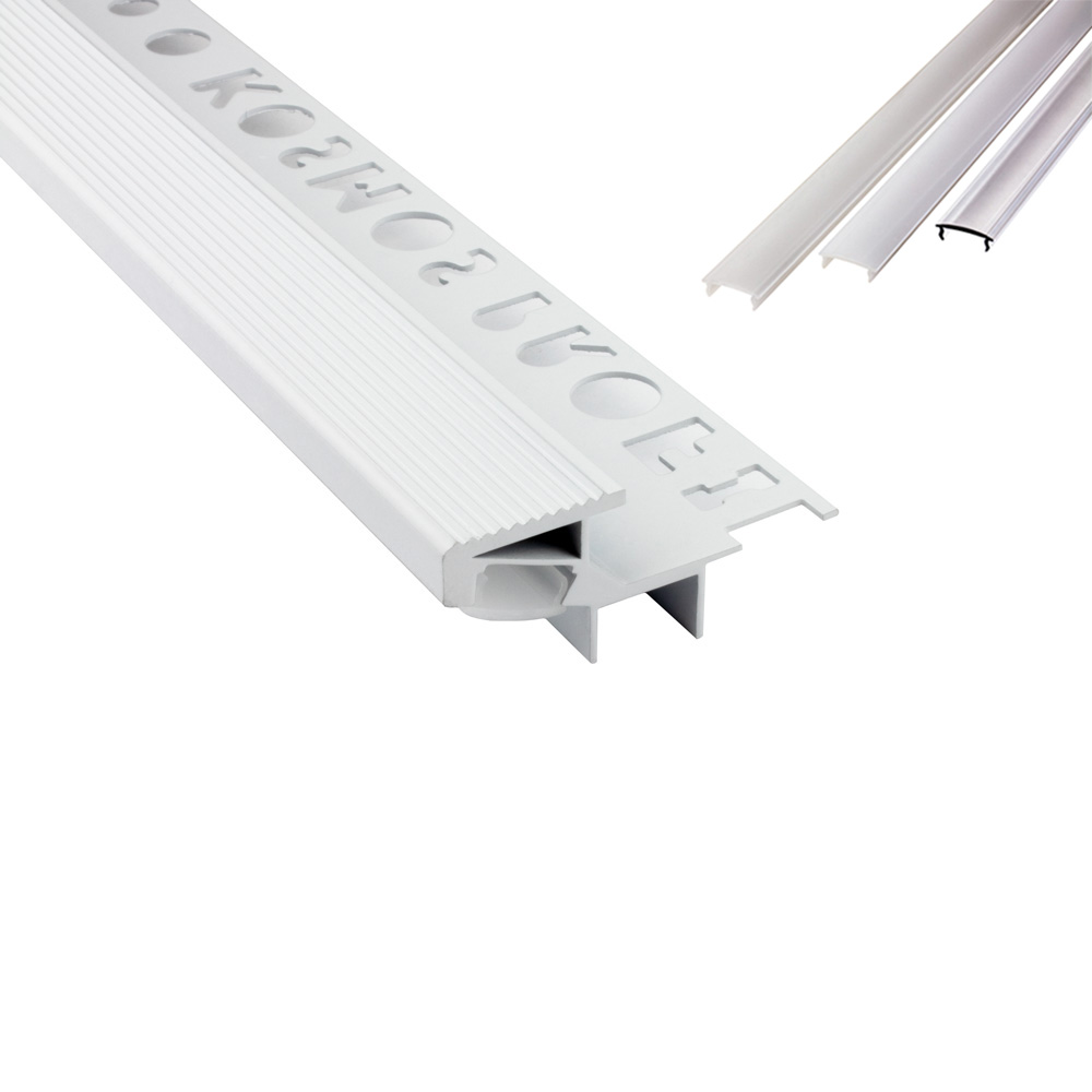 T-40 20° LED Alu Fliesenprofil Treppenprofil Stufen 12mm weiss T-40 20° LED Alu Fliesenprofil Treppenprofil Stufen 12mm weiss 2m milky