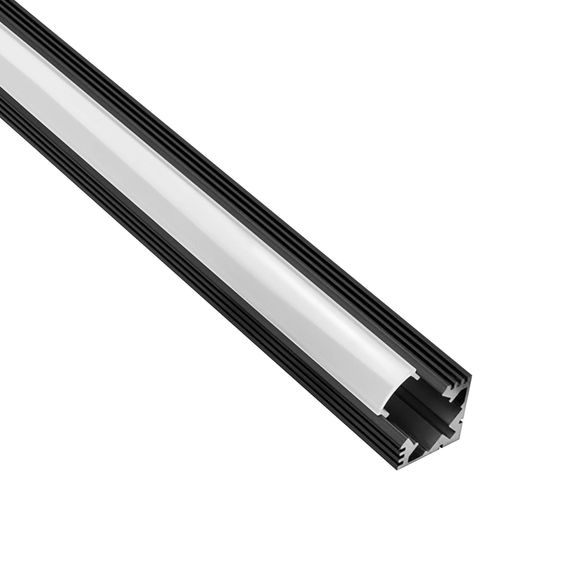 A19 LED Aluprofil Schwarz Eckprofil 90° 1m milky A19 LED Aluprofil Schwarz Eckprofil 90° 2m milky