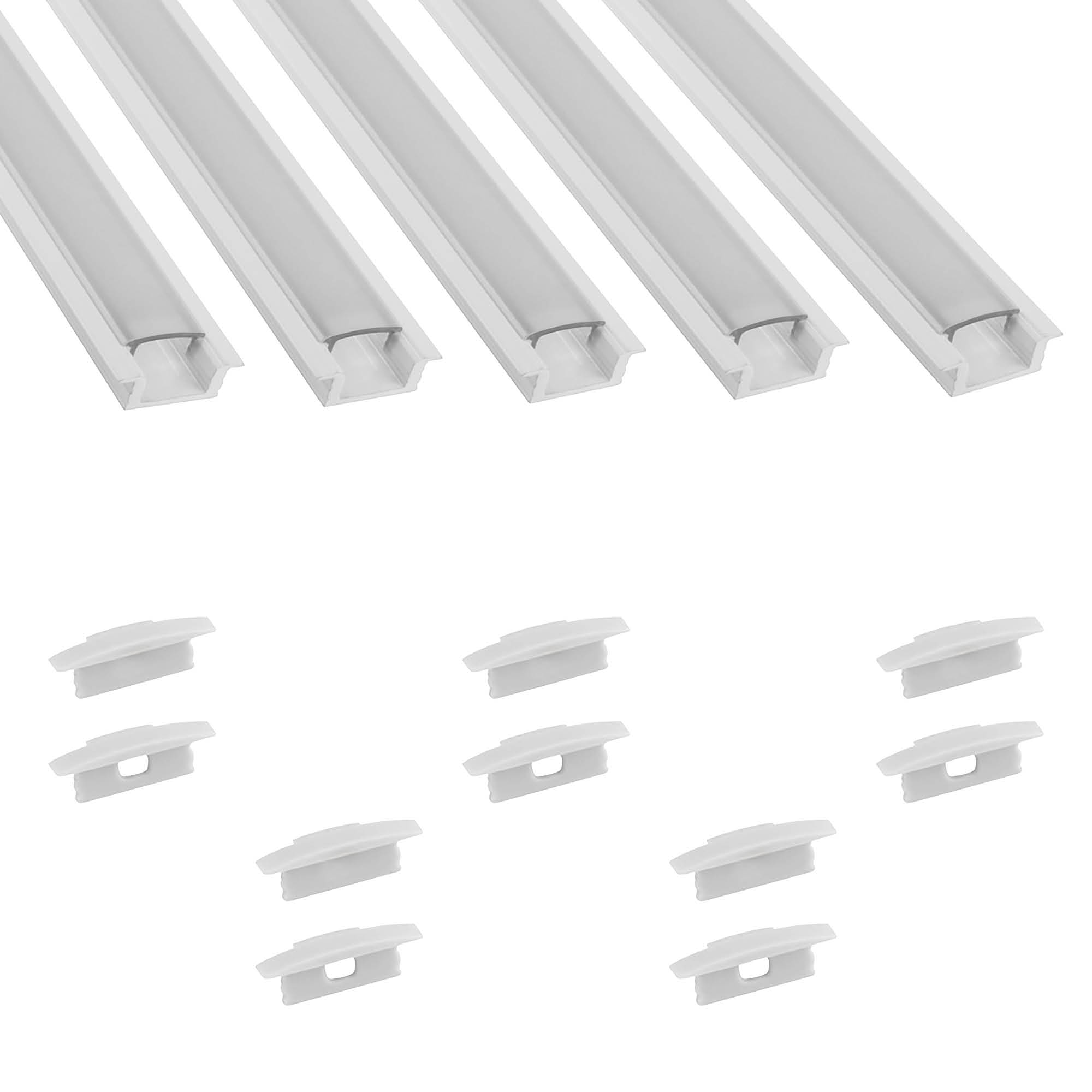 5x A25 LED Profil 2m - Weiss inkl. Abdeckung opal & Endkappen 5x A25 LED Profil 2m - Weiss inkl. Abdeckung opal & Endkappen