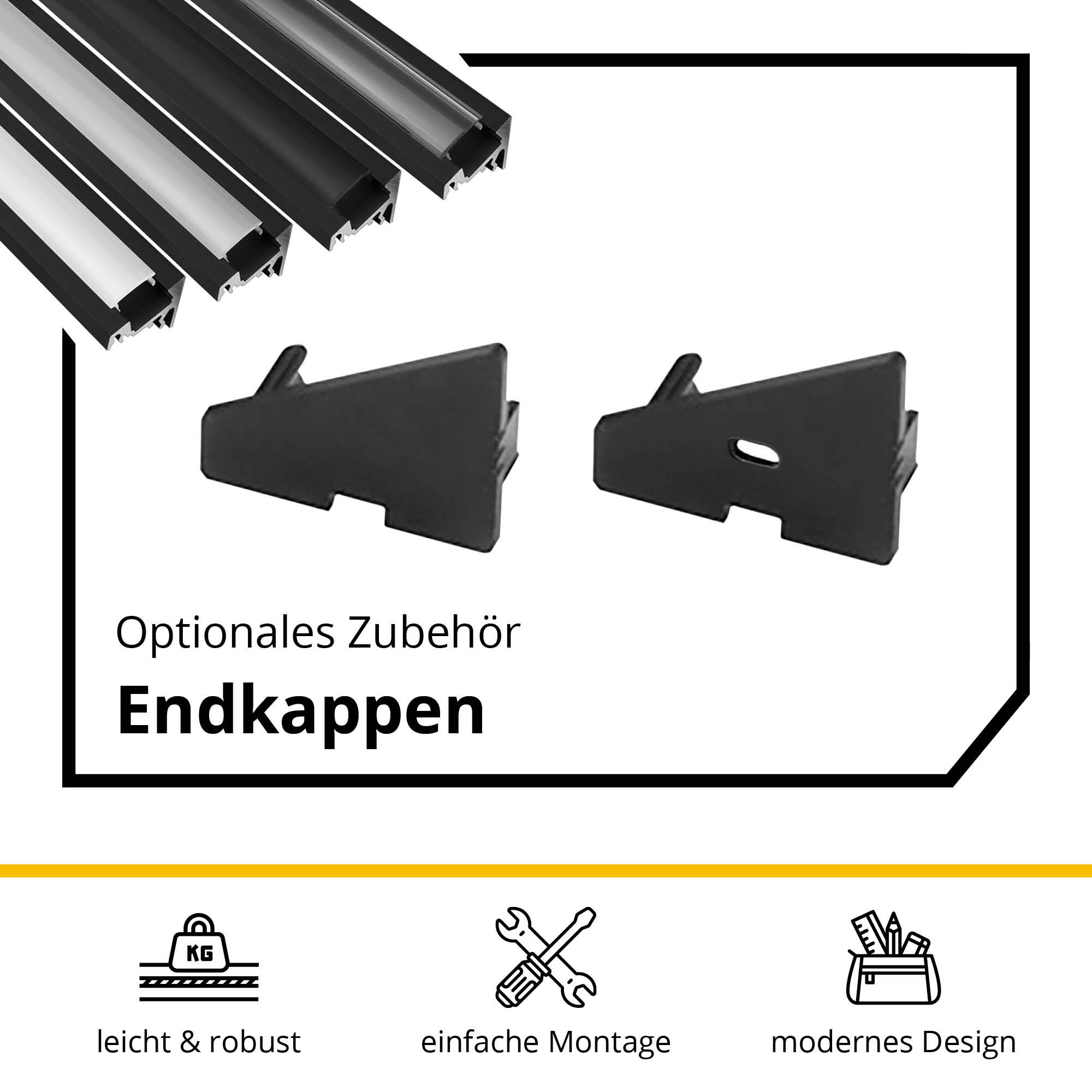 A20 LED Aluprofil Schwarz Eckprofil 30° 2m milky