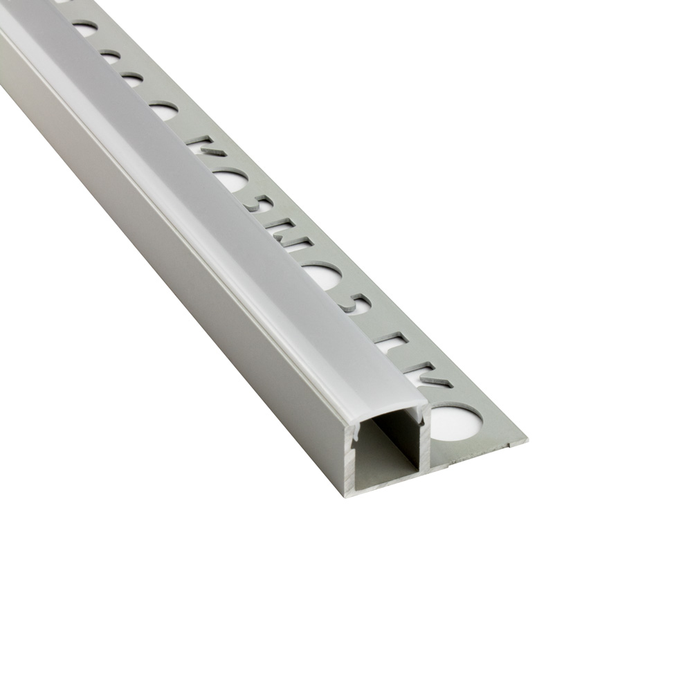 T77 LED Alu Fliesenprofil 12mm silber 2m milky