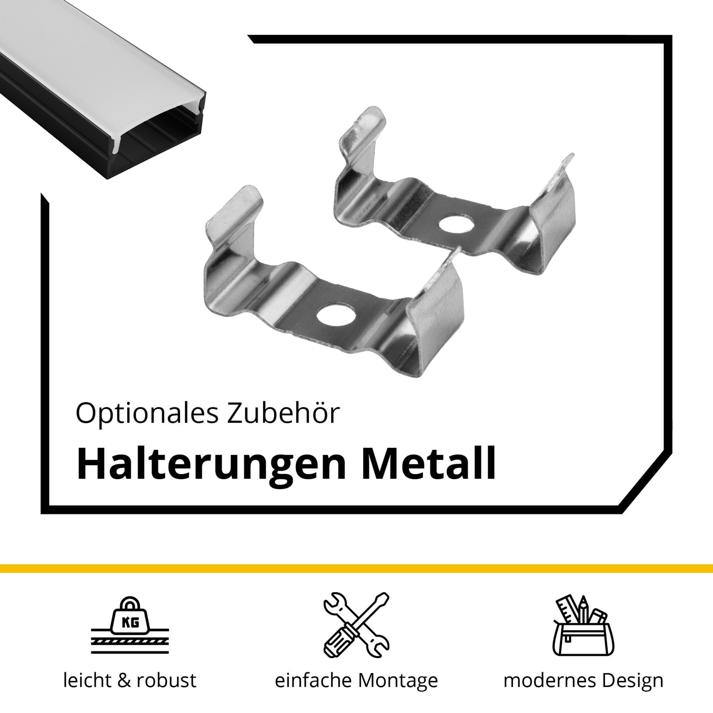 A23 LED Aluprofil Schwarz A23 LED Aluprofil Schwarz - 2x Halter