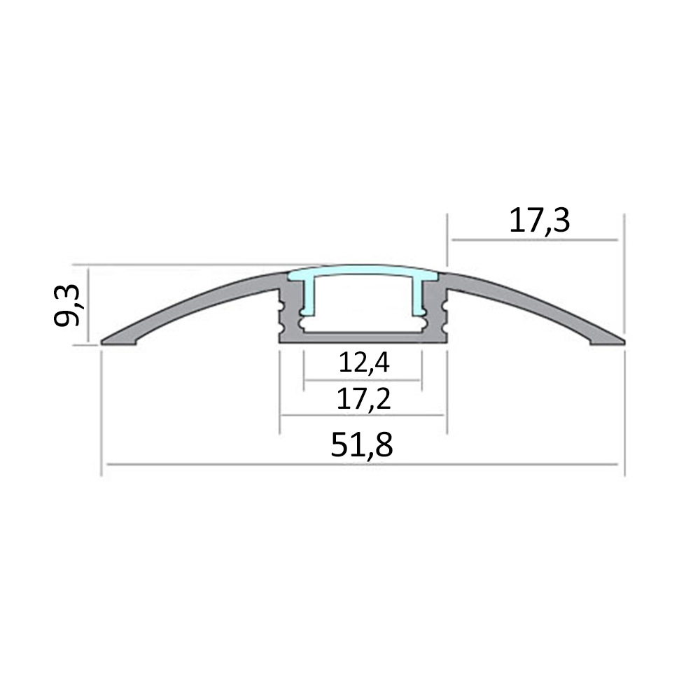 B-Ware - F01 LED Aluprofil Silber Übergangsprofil 1m opal B-Ware - F01 LED Aluprofil Weiss Übergangsprofil 1m klar