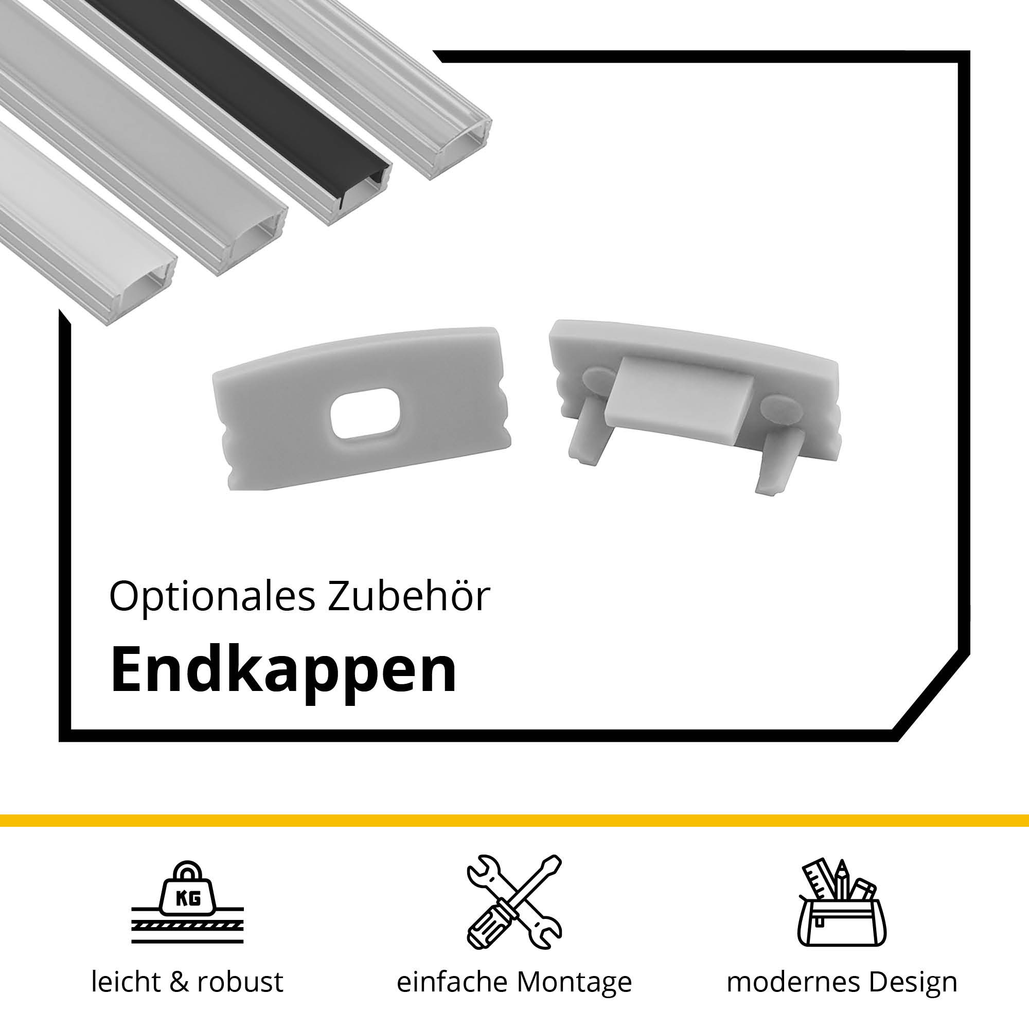 A17 LED Aluprofil Silber 2m Abdeckung milky