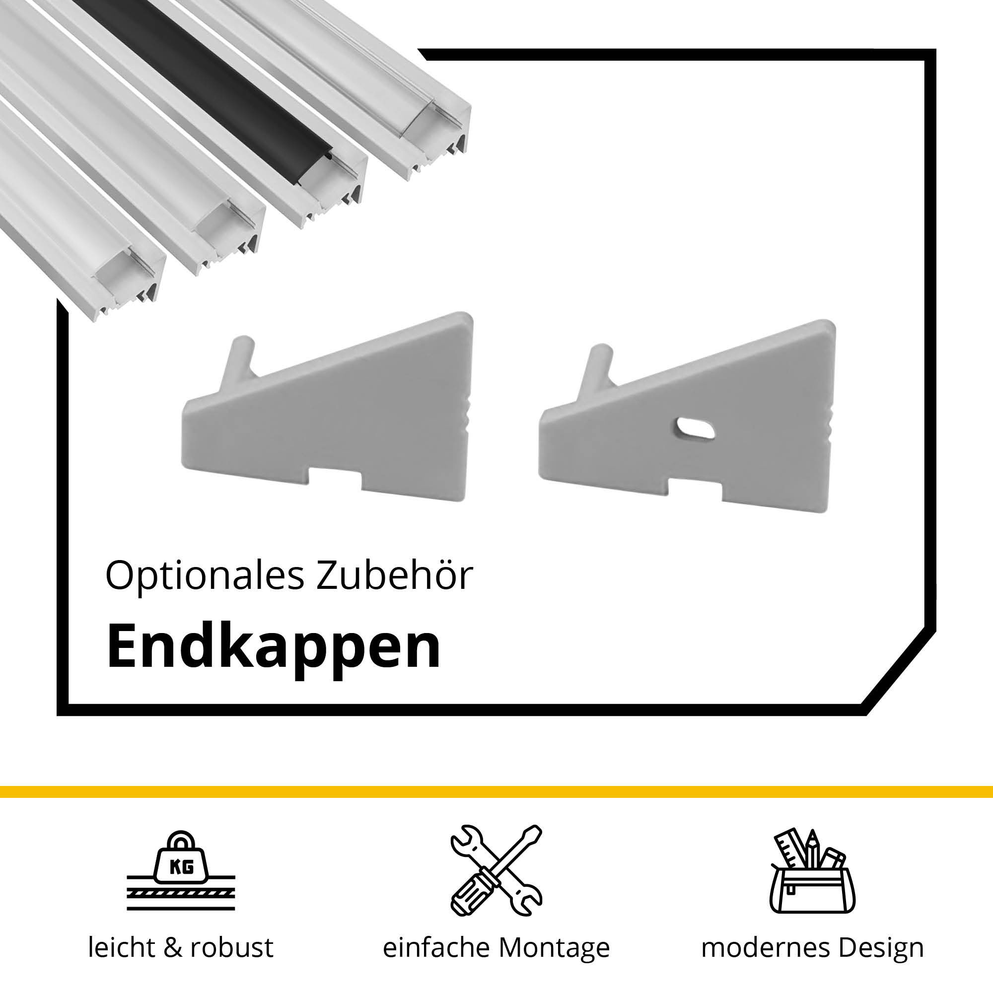 A20 LED Aluprofil Silber Eckprofil 30° A20 LED Aluprofil Silber Eckprofil 30° 2m milky