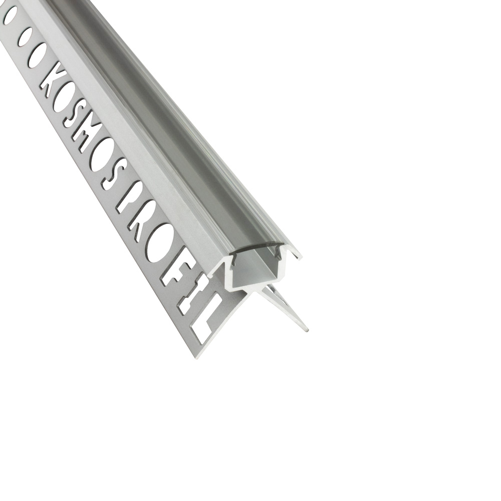 C-T77 LED Alu Fliesenprofil Ecke aussen 10mm silber 2m klar
