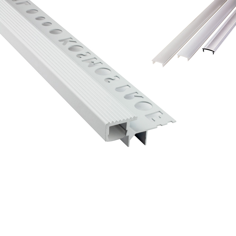 T-40 LED Alu Fliesenprofil Treppenprofil Stufen 10mm weiss 2m opal