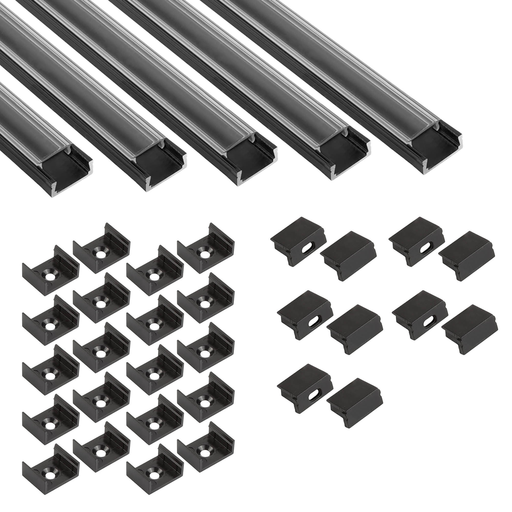 5x A15 LED Profil 2m - Schwarz inkl. Abdeckung klar, Halter & Endkappen 5x A15 LED Profil 2m - Schwarz inkl. Abdeckung klar, Halter & Endkappen