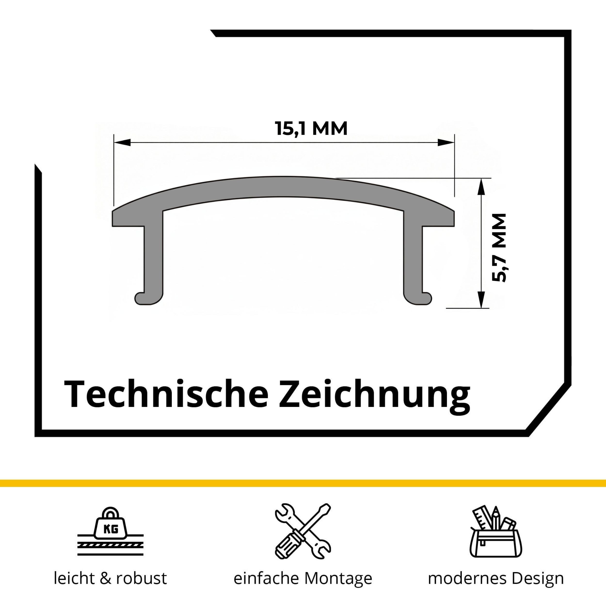 LED Abdechung No.1 - A17-, A25-, C01-, C02- und F01-Serie - LED-Aluprofil LED Abdeckung No.1 - A17-, A25-, C01-, C02- und F01-Serie - LED-Aluprofil - Schwarz