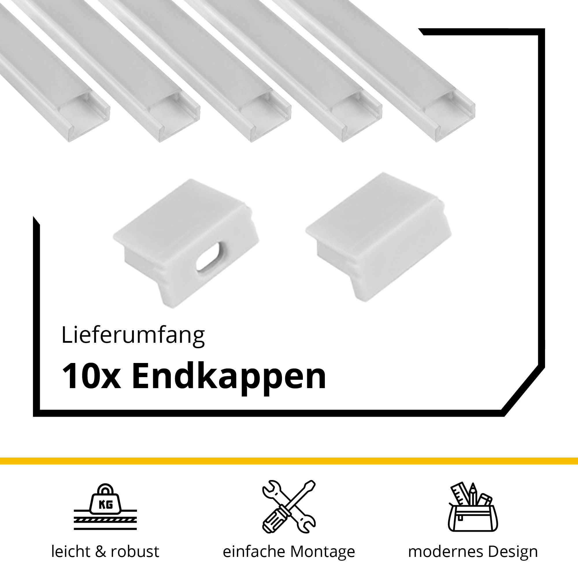 5x A15 LED Profil 2m - Weiss inkl. Abdeckung opal, Halter & Endkappen 5x A15 LED Profil 2m - Weiss inkl. Abdeckung opal, Halter & Endkappen