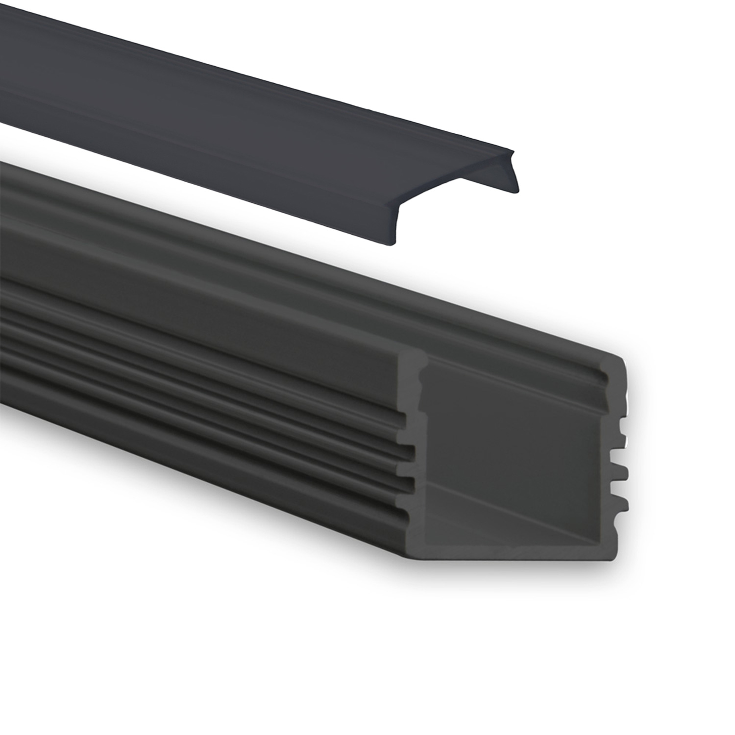 GX-PL2 LED AUFBAU-Profil 200 cm, hoch, LED Stripes max. 12 mm, schwarz RAL 9005 2m Abdeckung schwarz GX-PL2 LED AUFBAU-Profil 200 cm, hoch, LED Stripes max. 12 mm, schwarz RAL 9005 2m Abdeckung schwarz