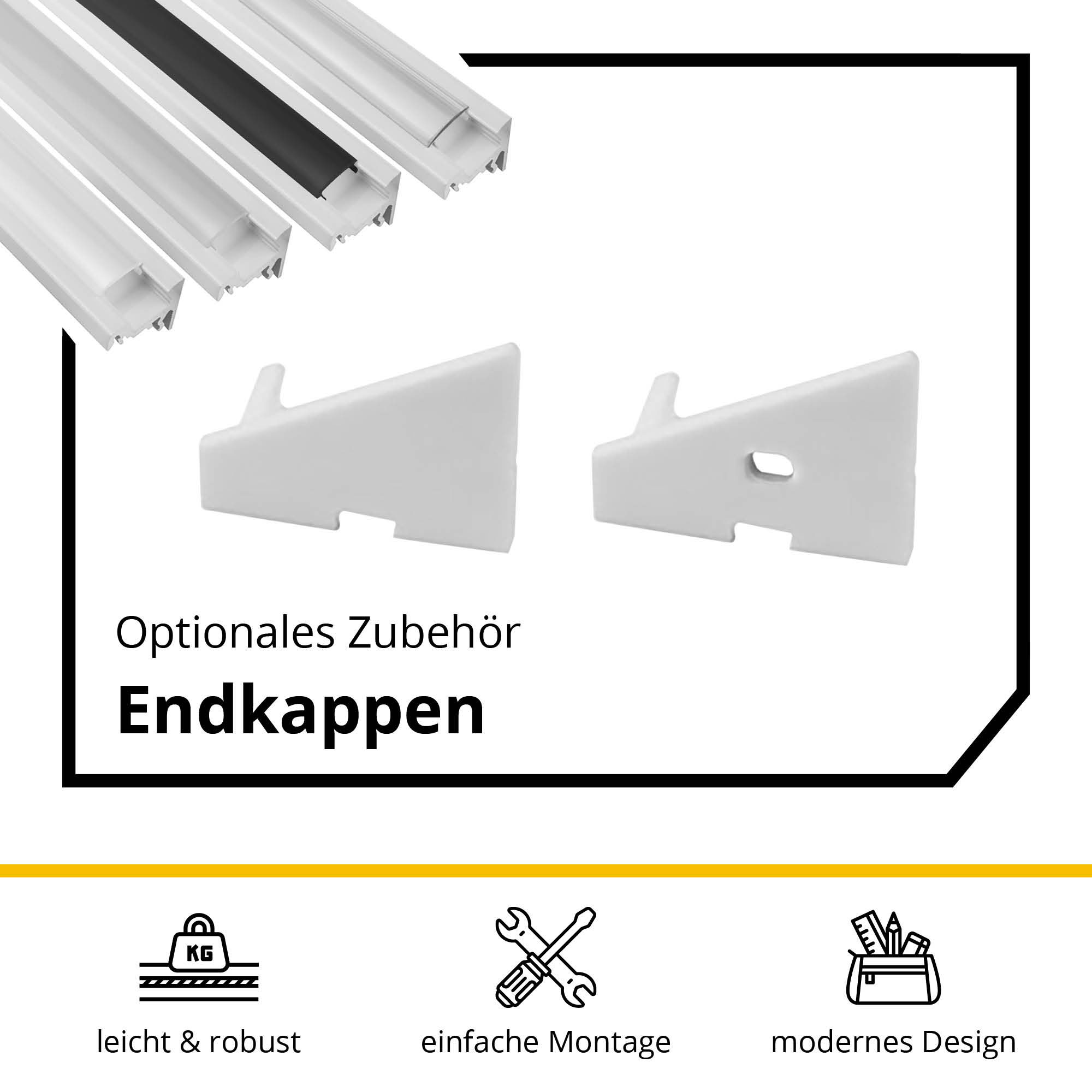 A20 LED Aluprofil Weiss Eckprofil 30° 2m milky