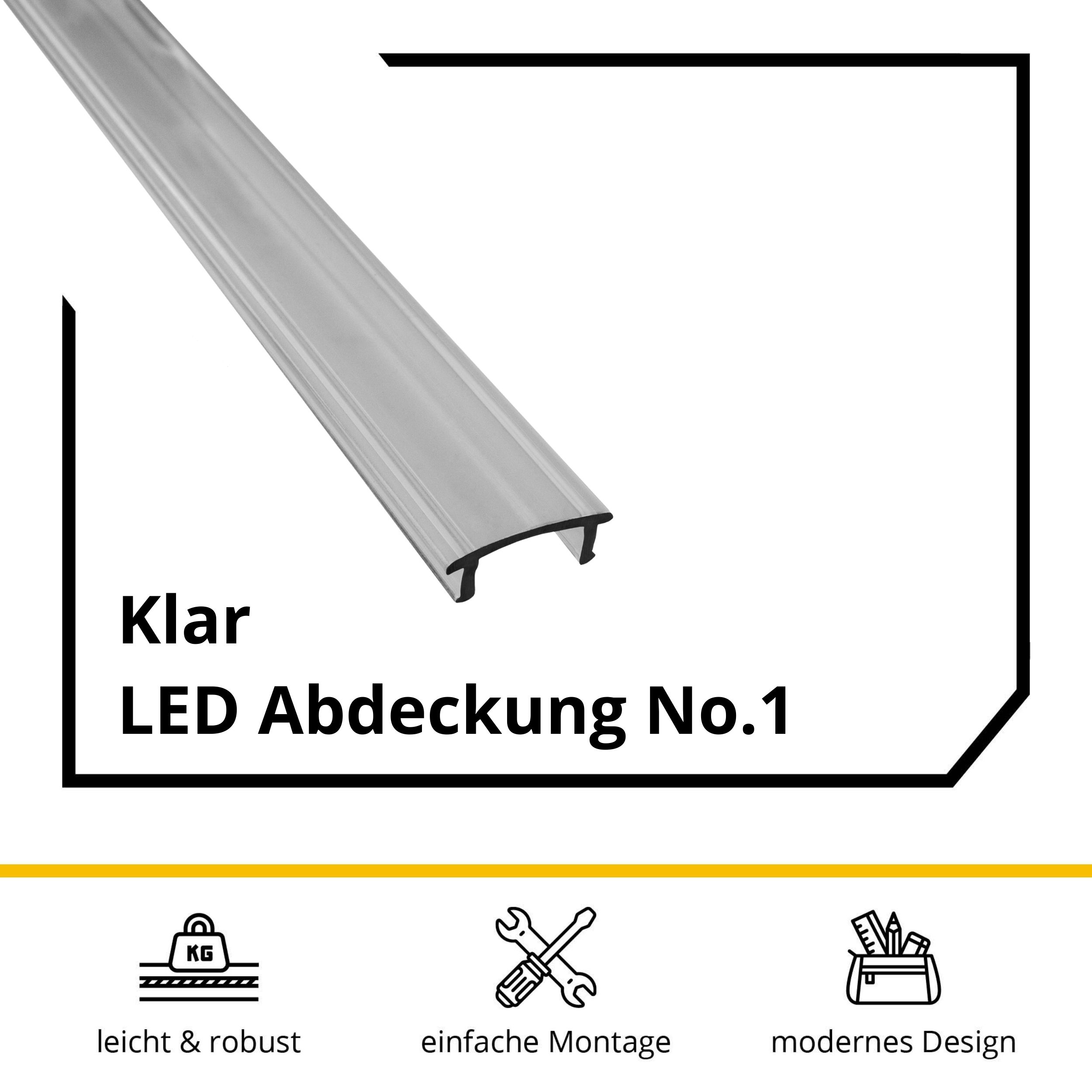 LED Abdeckung No.1 - A17-, A25-, C01-, C02- und F01-Serie - LED-Aluprofil - Klar