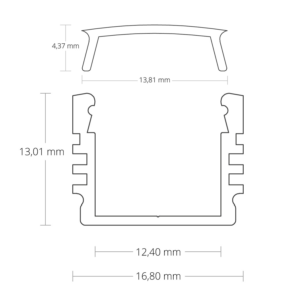 GX-PL2 LED Aufbau-Profil 200 cm, hoch, LED Stripes max. 12mm, weiß RAL 9010